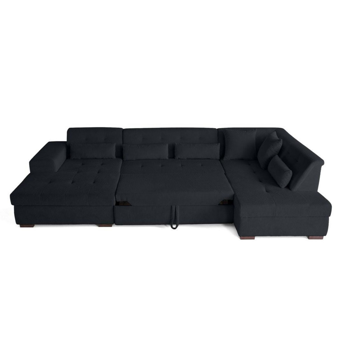 LISA DESIGN Vermont - canapé panoramique d'angle droit - 7 places - convertible avec coffre - en velours côtelé