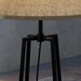 Voir la diapositive 5 : HOMCOM Lampadaire design contemporain 2 étagères intégrées 40 W 166H cm métal noir MDF aspect bois de noyer tissu beige