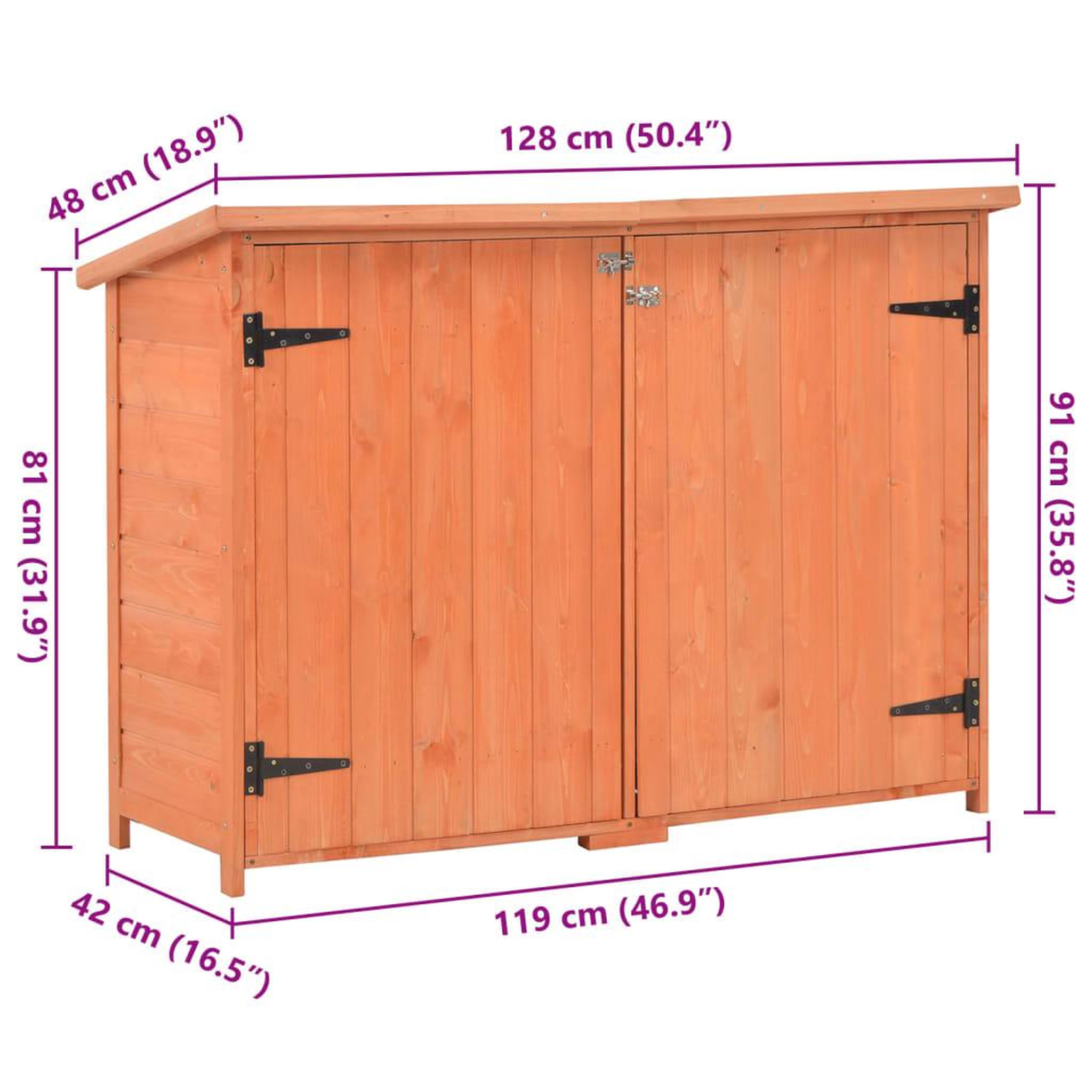 Voir la diapositive 6 : VIDAXL Abri de stockage de jardin 128x42x91 cm Bois