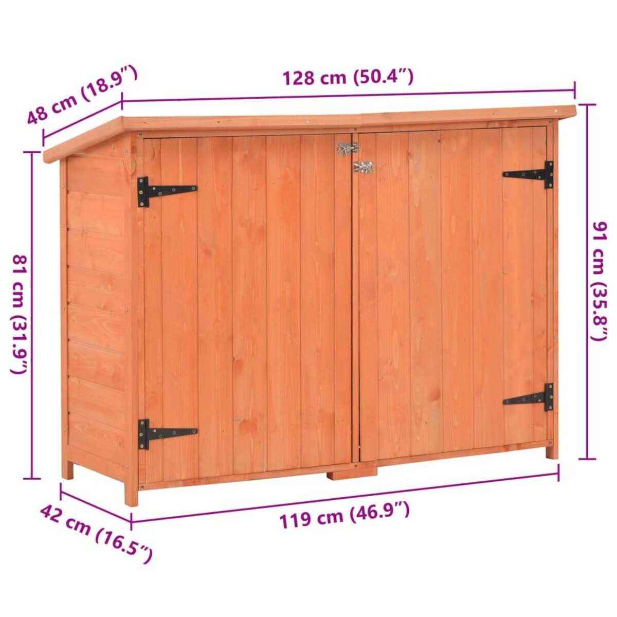 VIDAXL Abri de stockage de jardin 128x42x91 cm Bois