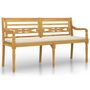 Voir la diapositive 2 : VIDAXL Banc Batavia avec coussin creme 150 cm Bois de teck massif