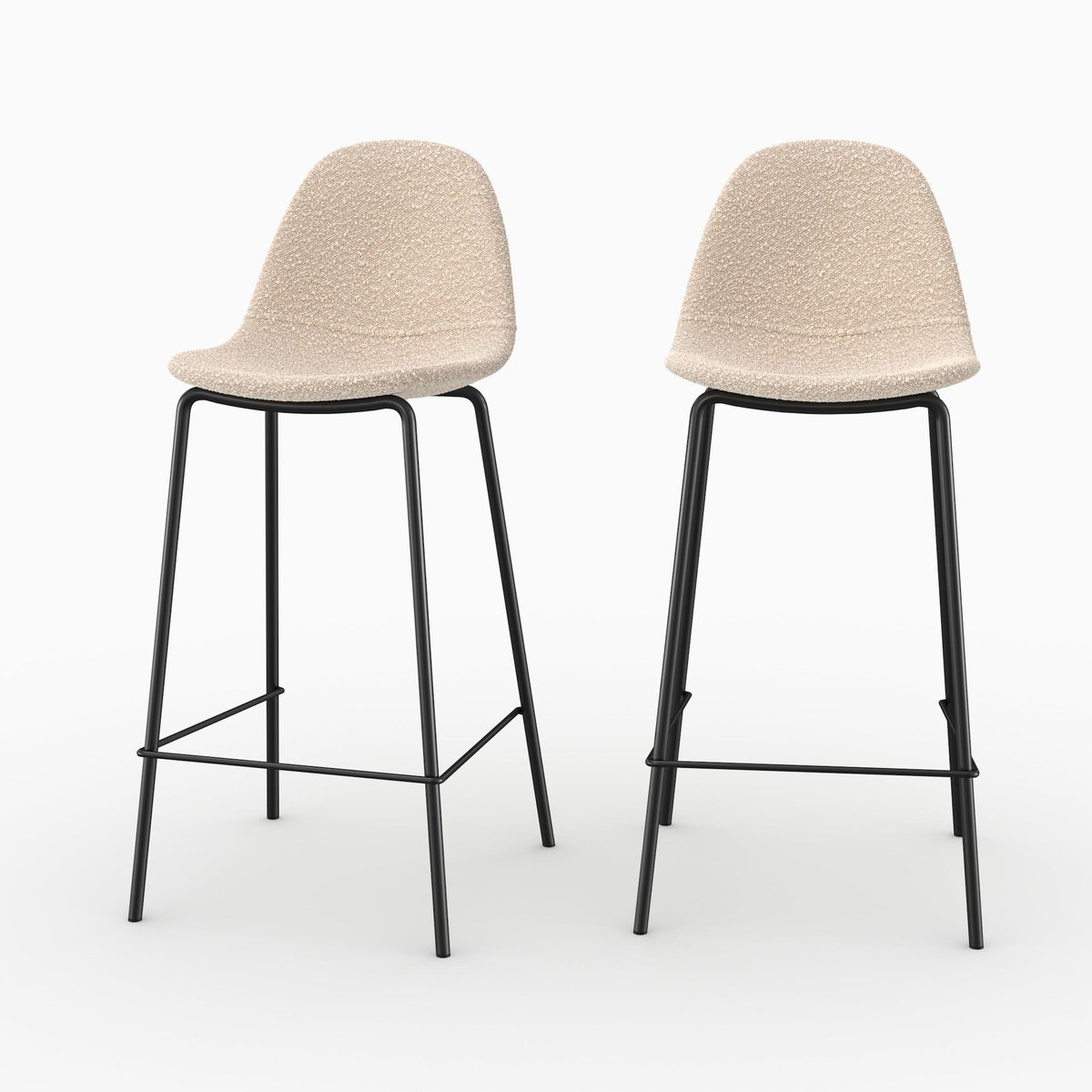 Rendez vous déco Lot de 2 chaises pour îlot central 65.5 cm en tissu bouclette beige - Henrik