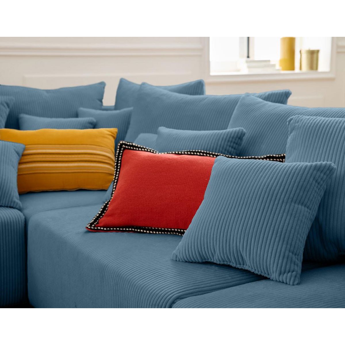 LISA DESIGN Edinburg - canapé modulable panoramique 8 places - en velours côtelé