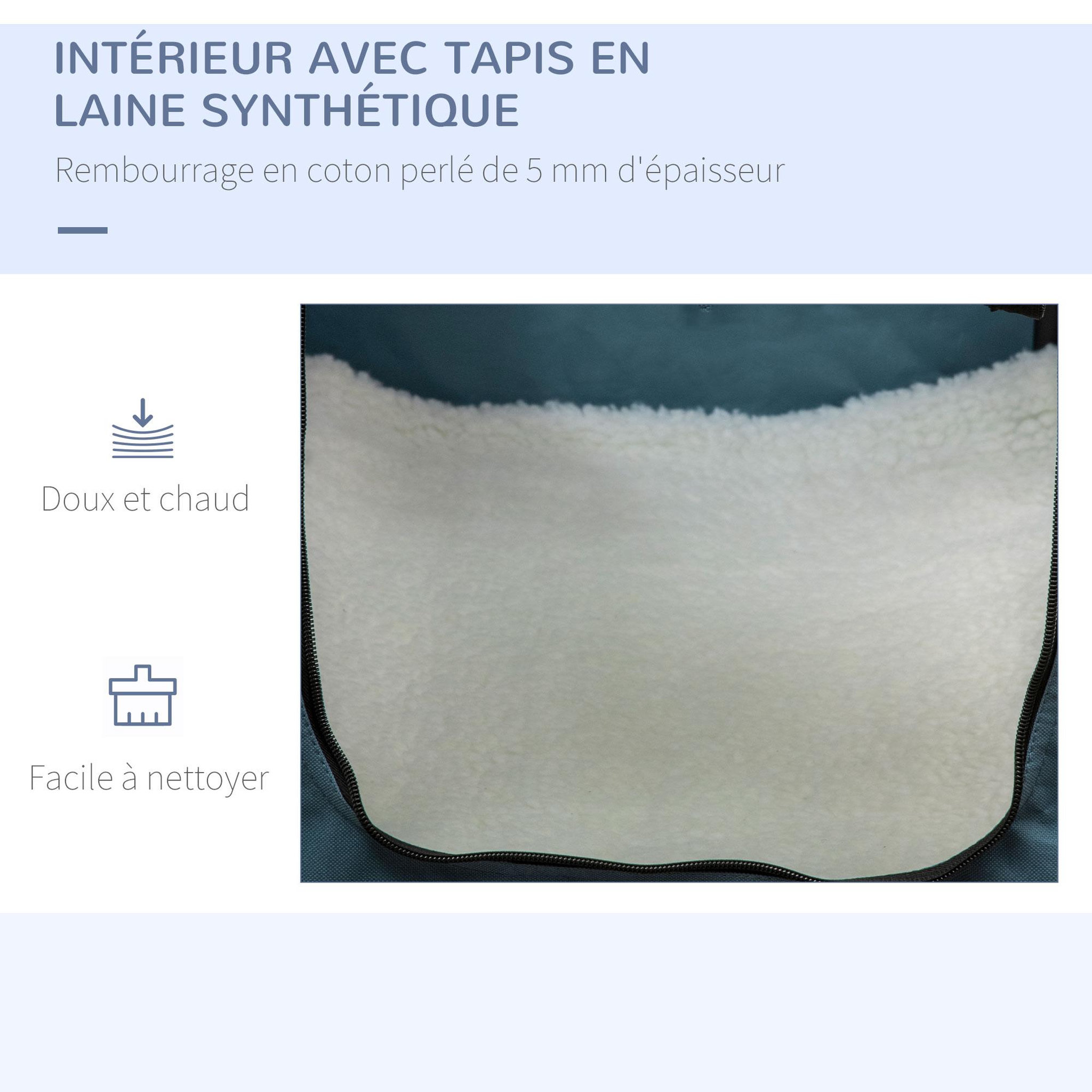 Voir la diapositive 5 : PAWHUT Sac de transport pliable pour chien chat - 2 poignées, 3 portes - dim. 69l x 51l x 51h cm - acier polyester bleu
