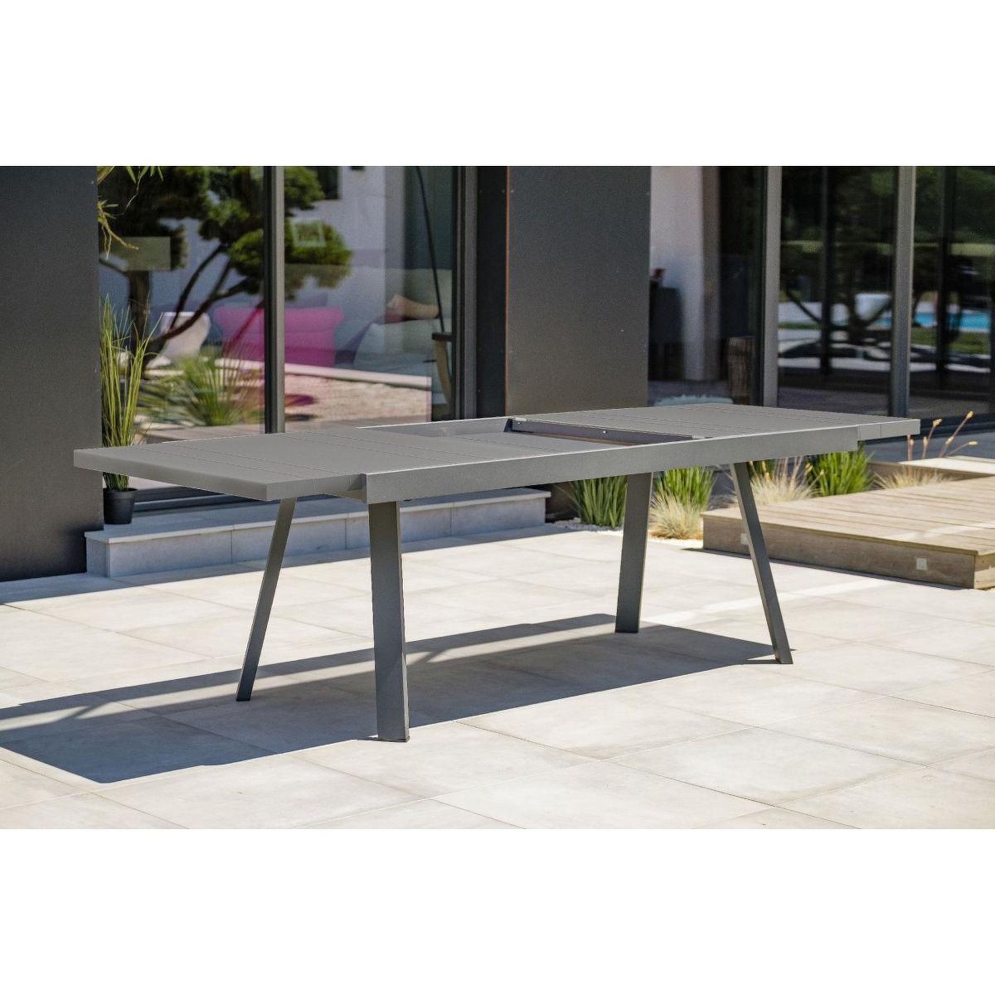 Voir la diapositive 4 : DCB GARDEN Ensemble Table de Jardin & 8 Chaises  Stockholm  200-300cm Gris Anthracite