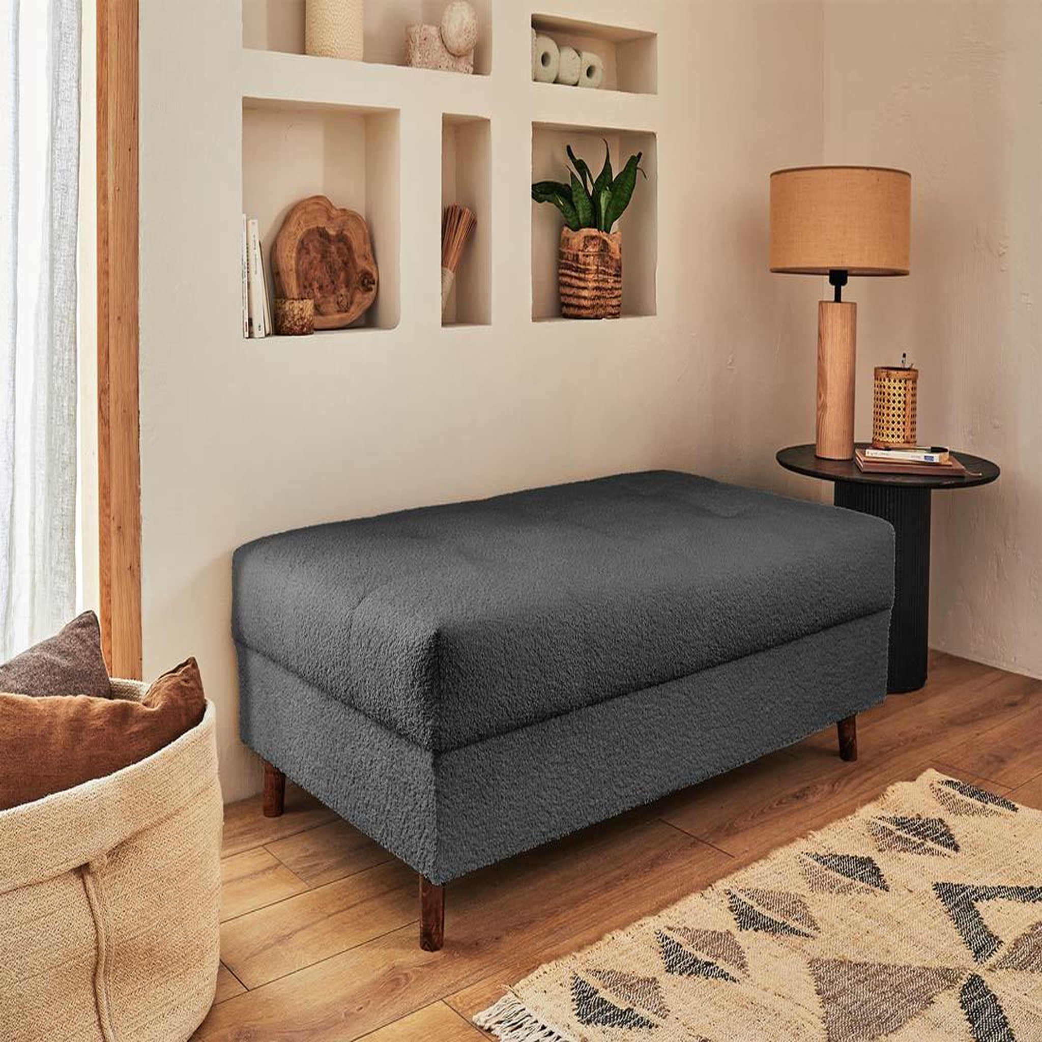 Voir la diapositive 1 : LISA DESIGN Rune - pouf modulable - en tissu bouclette