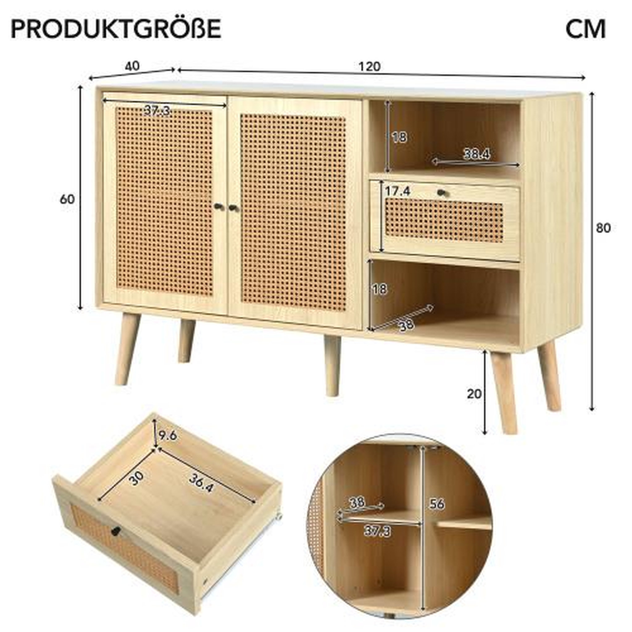 Voir la diapositive 3 : MERAX Buffet 2 porte(s) 1 tiroir(s) - 120 cm naturel mdf