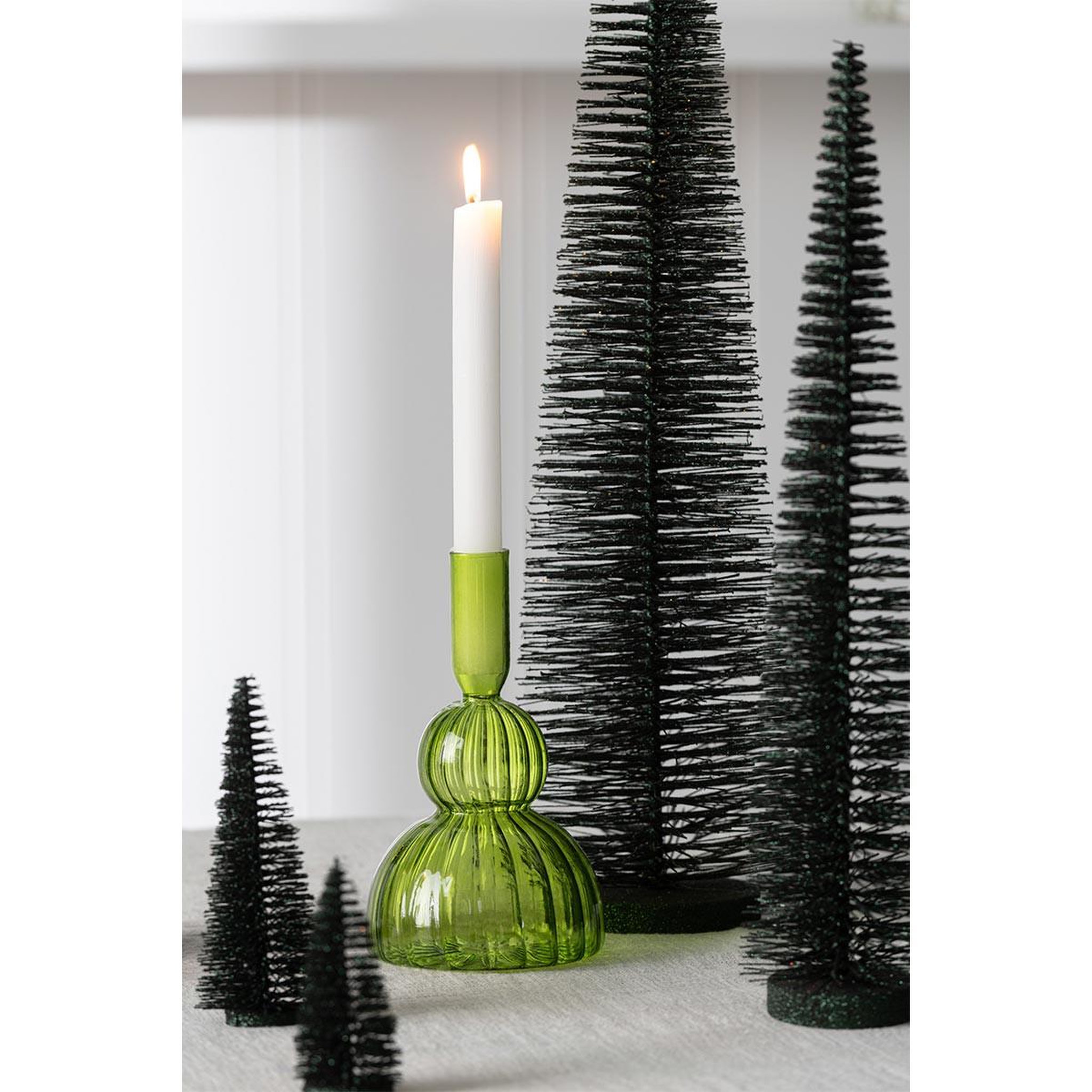 Voir la diapositive 5 : J-LINE Sapin de noël déco pailleté  josh  61cm vert foncé