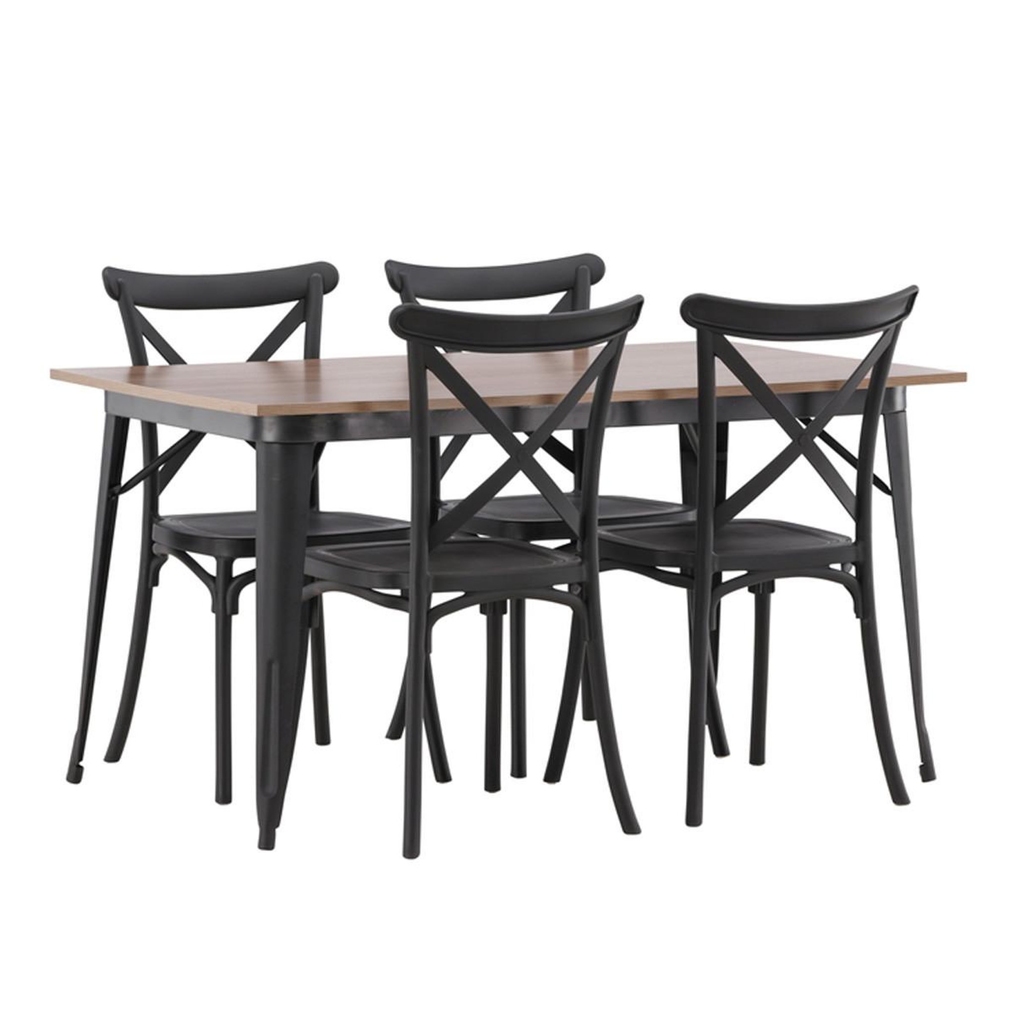 Paris Prix Ensemble table à manger & 4 chaises  tempe & crosett  140cm naturel & noir