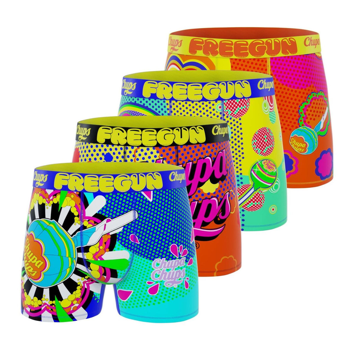 FREEGUN Lot de 4 boxers homme Chupa Chups