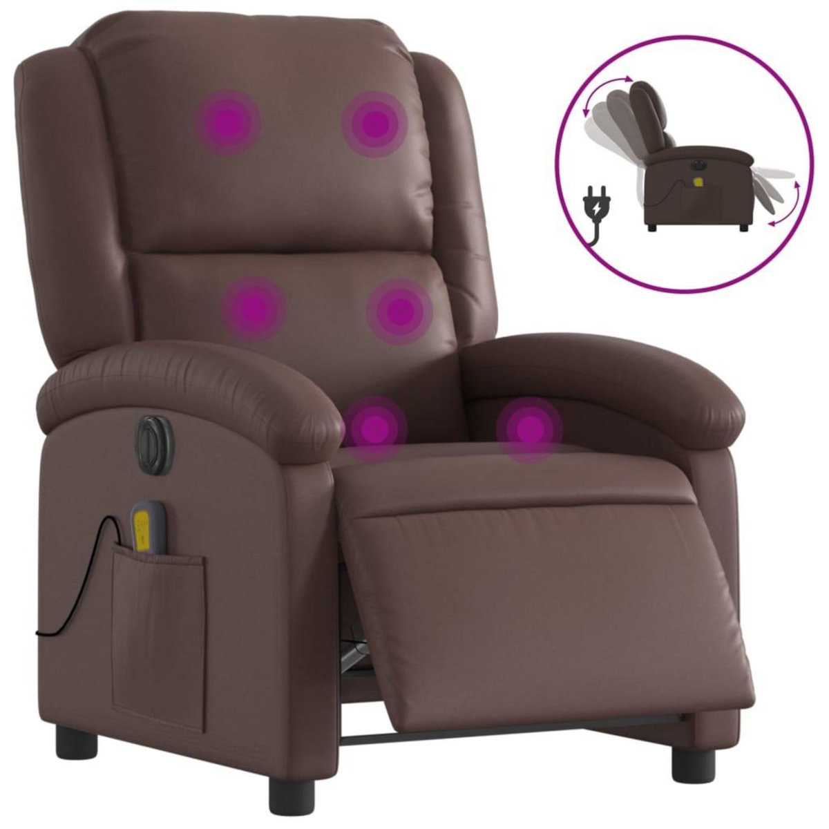 VIDAXL Fauteuil de massage inclinable electrique marron similicuir