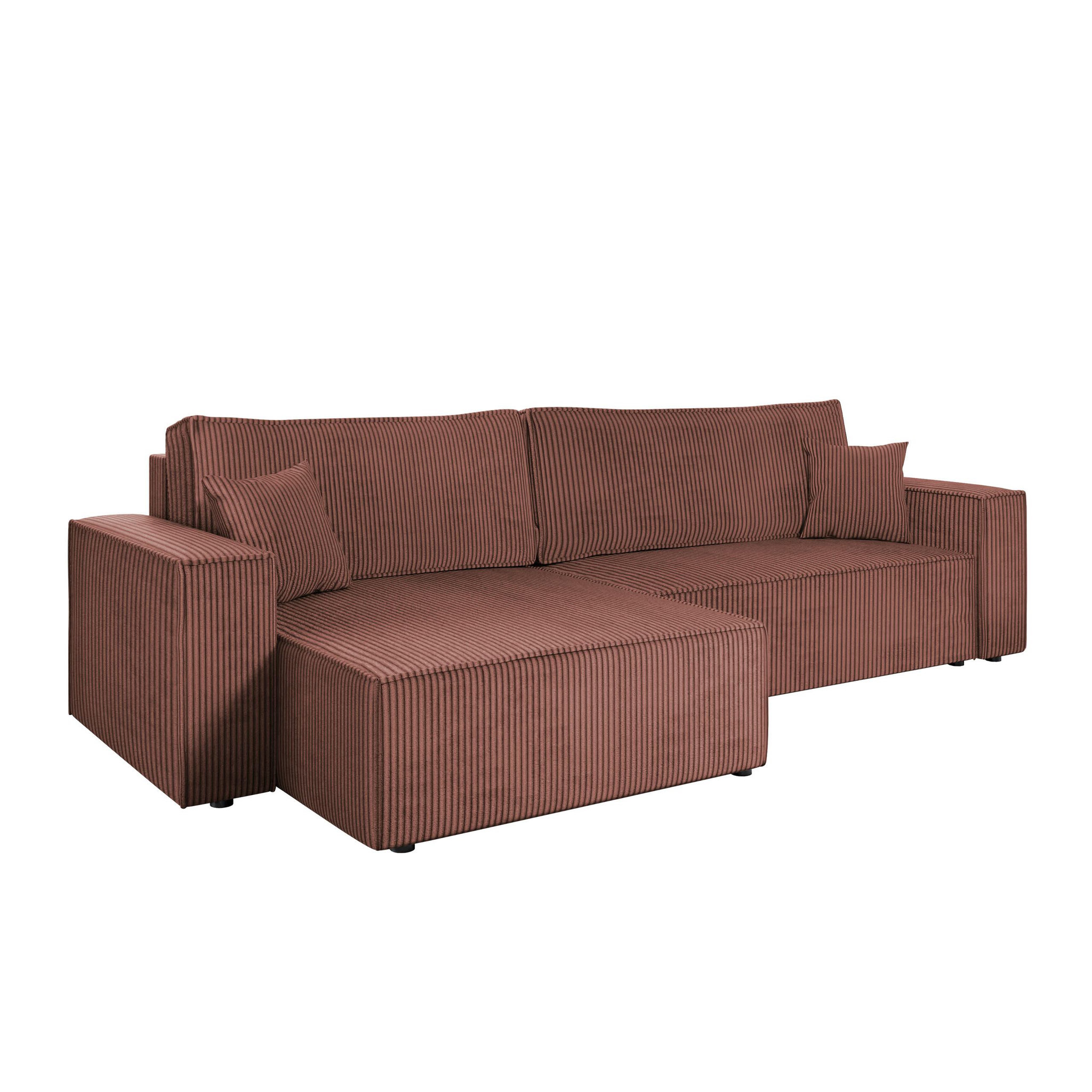 Voir la diapositive 5 : BEST MOBILIER Cezanne - canapé d'angle réversible 5 places convertible avec coffre en velours côtelé
