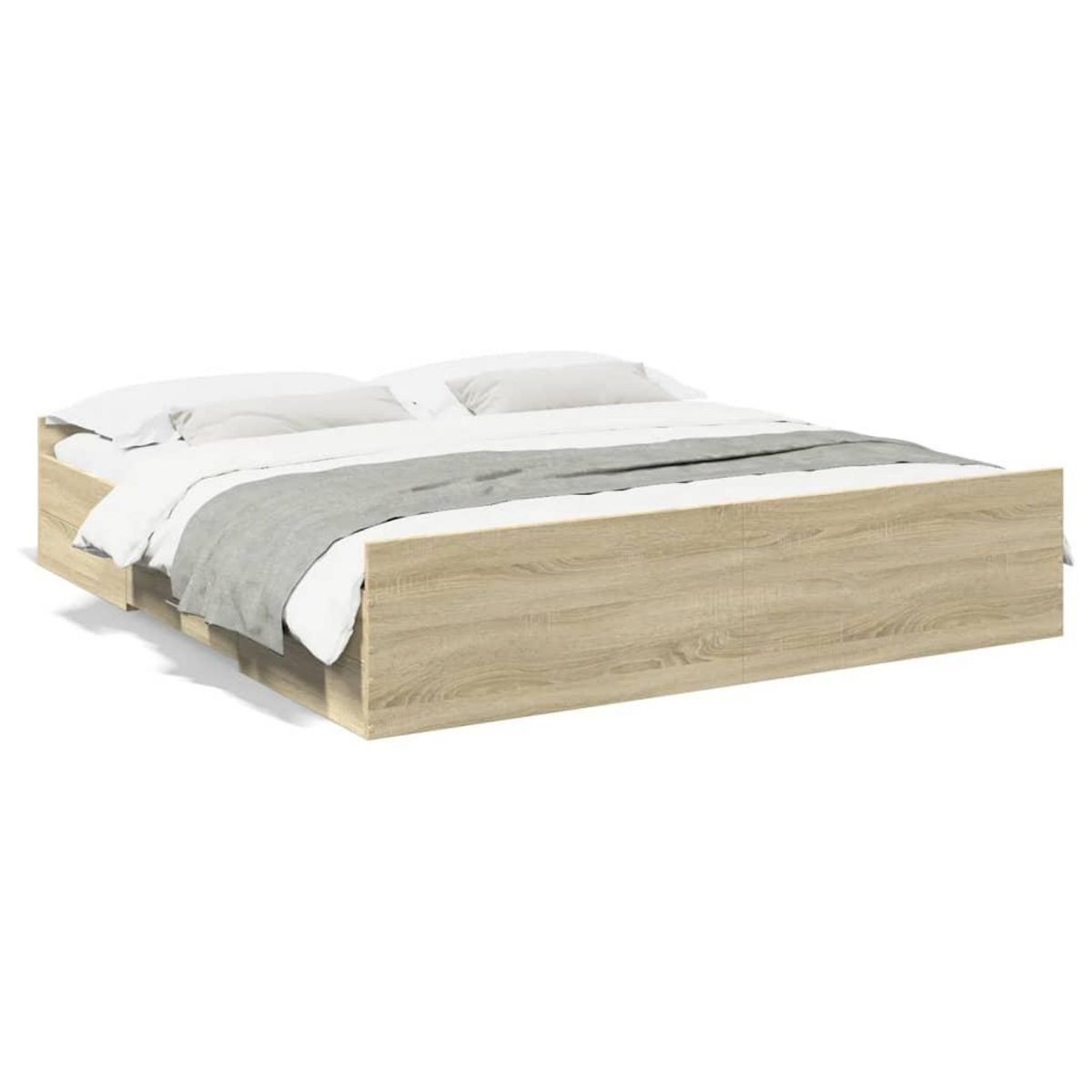 VIDAXL Cadre de lit avec tiroirs sans matelas chene sonoma 200x200 cm