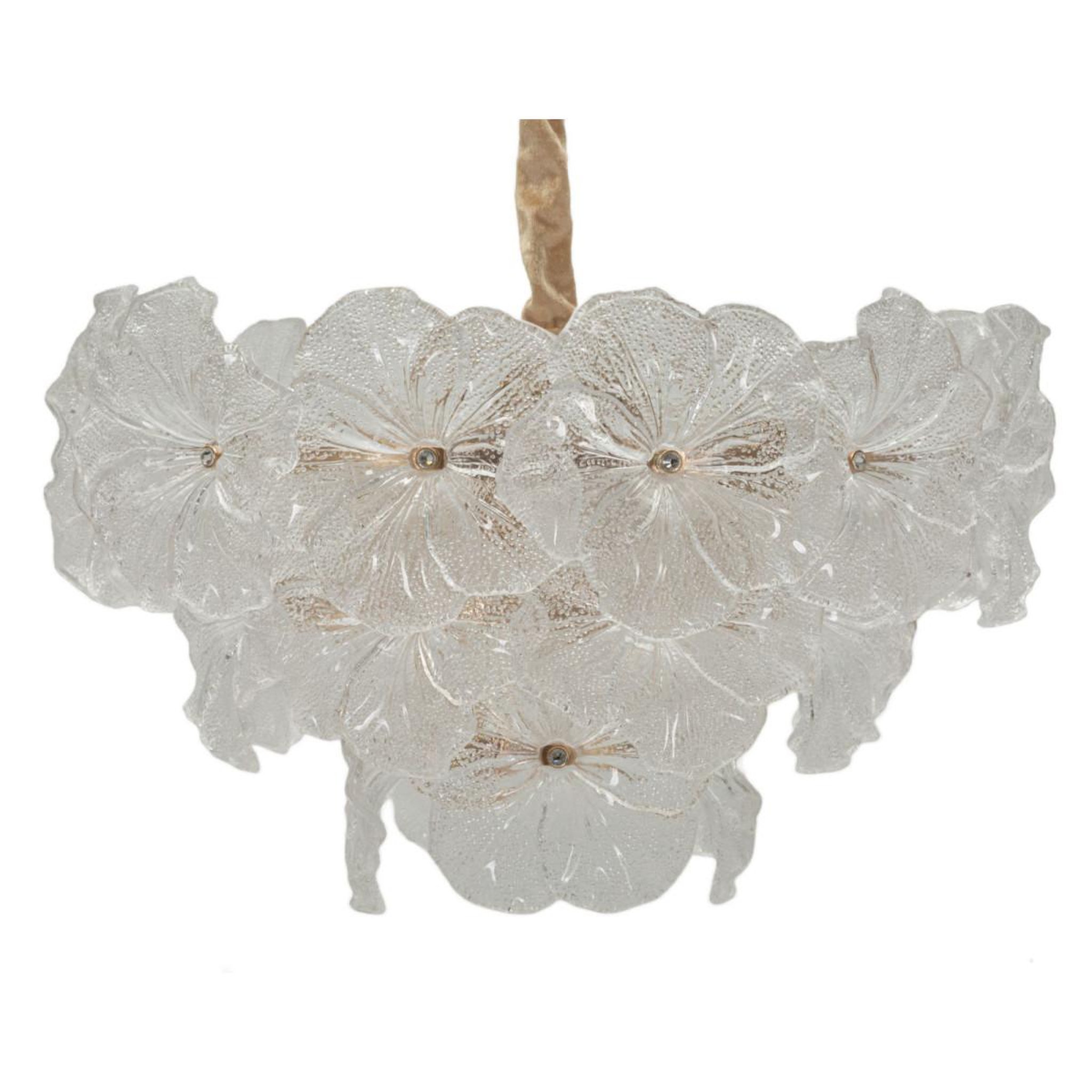 Voir la diapositive 2 : Paris Prix Lustre Fleurs en Verre  Ibiscus  47cm Transparent