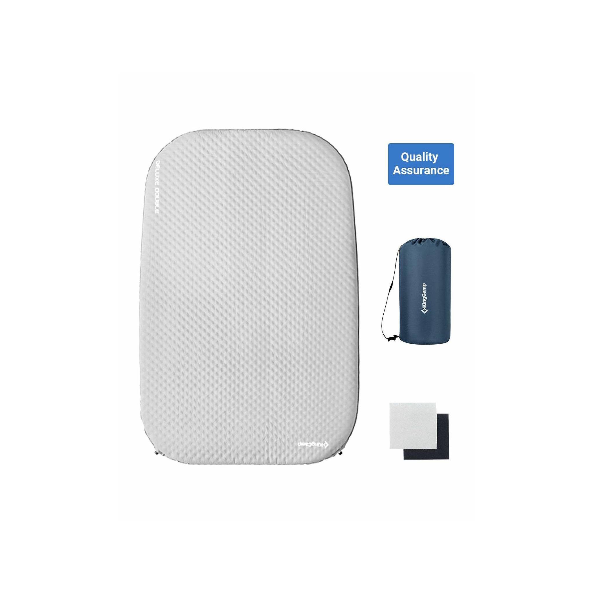 KINGCAMP Matelas gonflable double - kingcamp - gris - sac de transport inclus - 198 x 7,5 x 130 cm