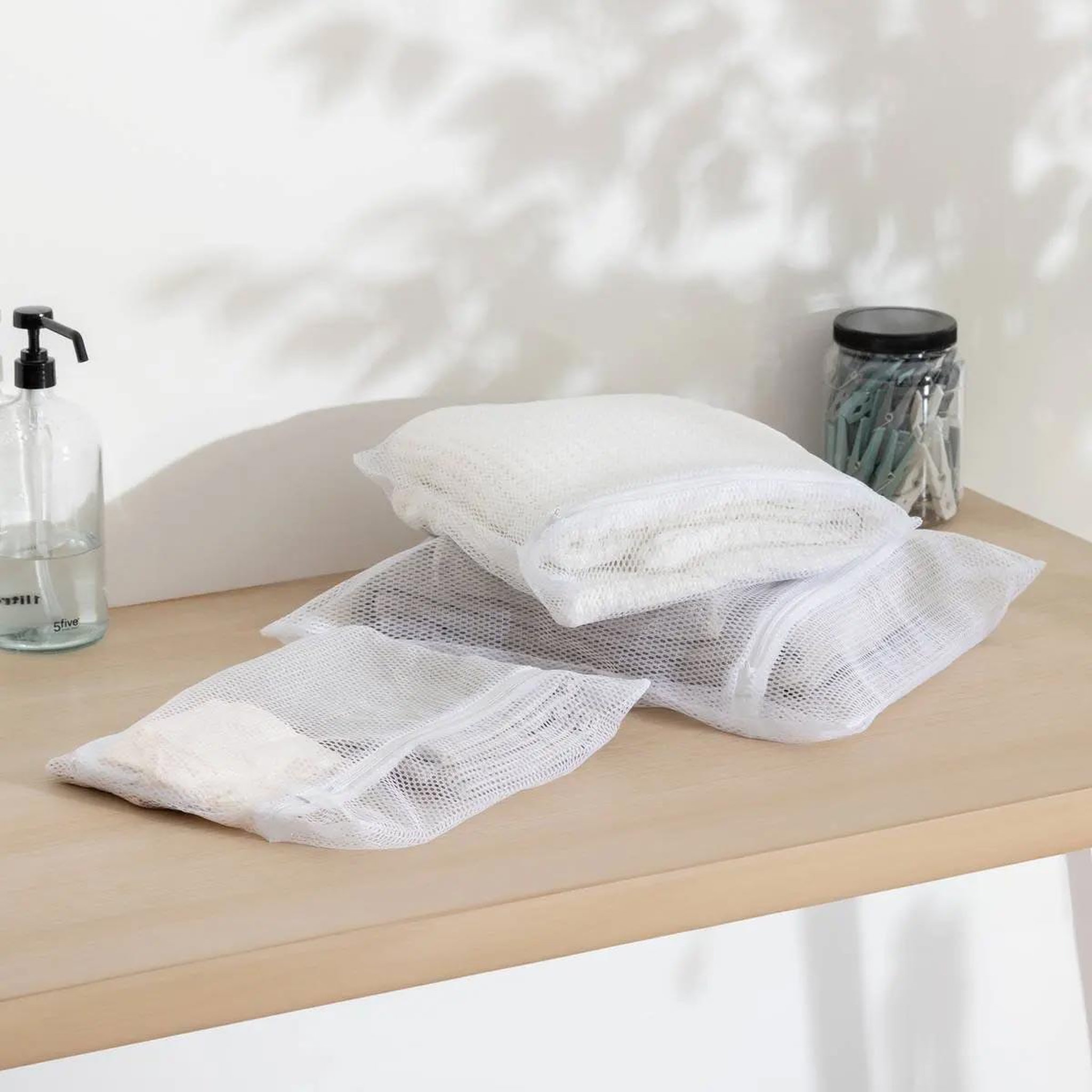 Voir la diapositive 4 : FIVE Lot de 3 Filets à Linge  Délicat  50cm Blanc