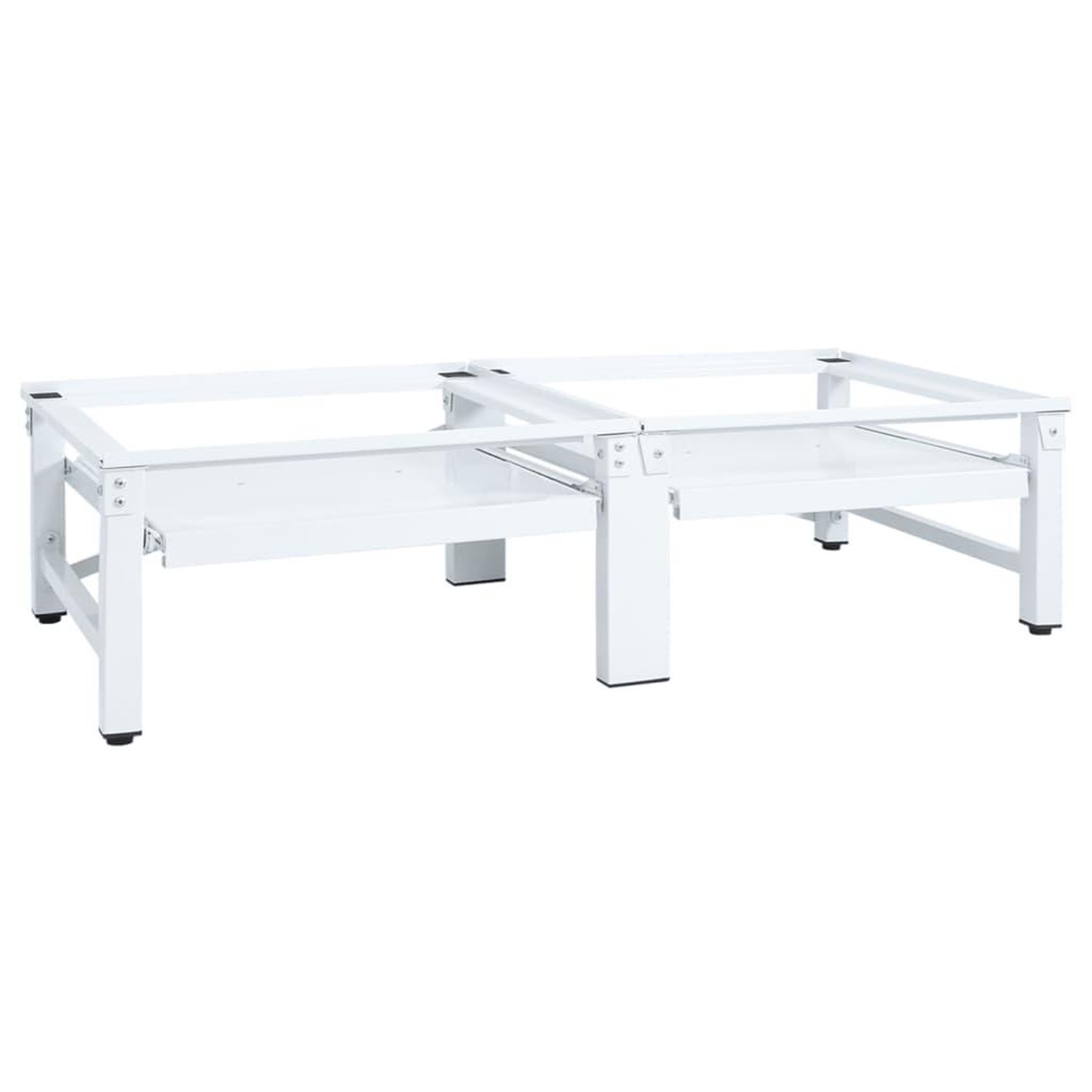 Voir la diapositive 1 : VIDAXL Socle de lave-linge et seche-linge et etagere coulissante Blanc