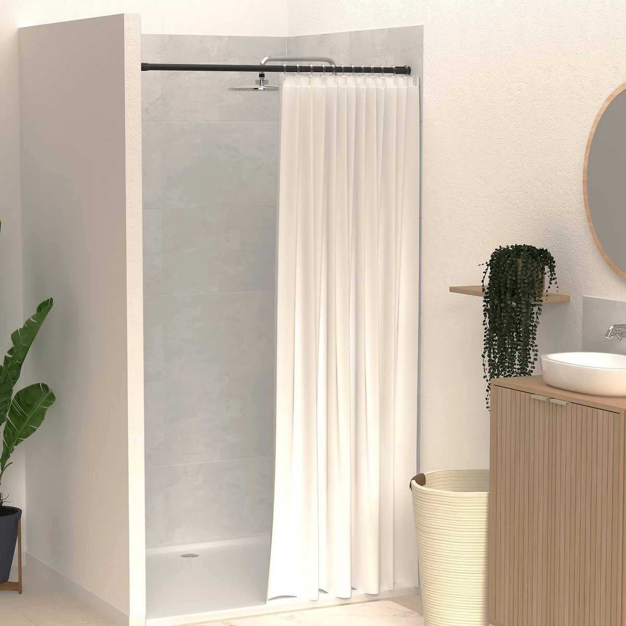 Voir la diapositive 3 : FIVE Tringle de douche extensible  matt  70-120cm noir