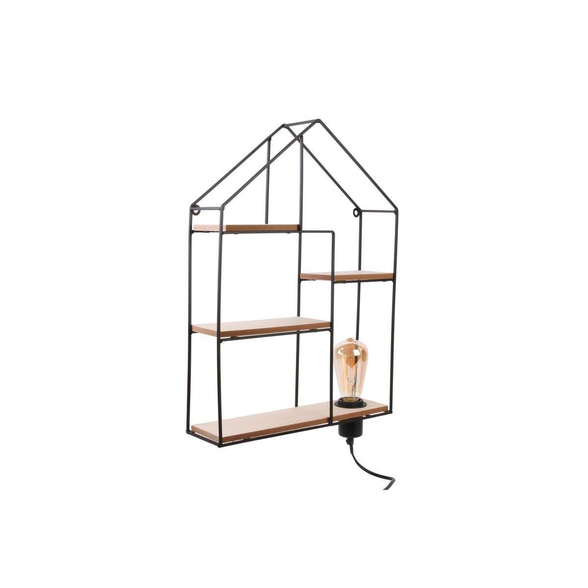 Voir la diapositive 2 : The Home Deco Factory Étagère Murale Lumineuse  Maison  50cm Noir