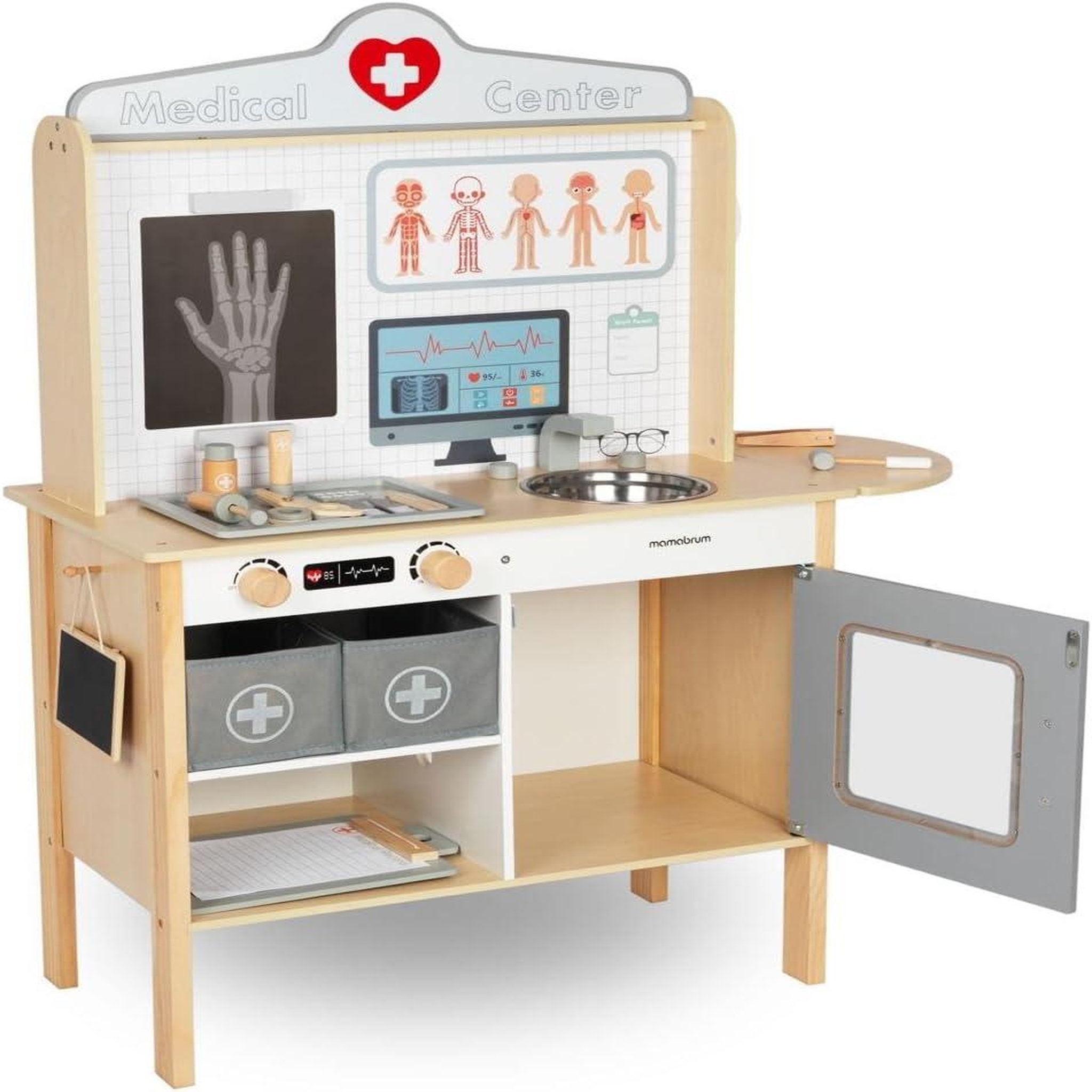 Voir la diapositive 2 : MAMABRUM Jeux Imitation Docteur Bois +Accessoires, Cabinet médical, Malette Docteur et Accessoires