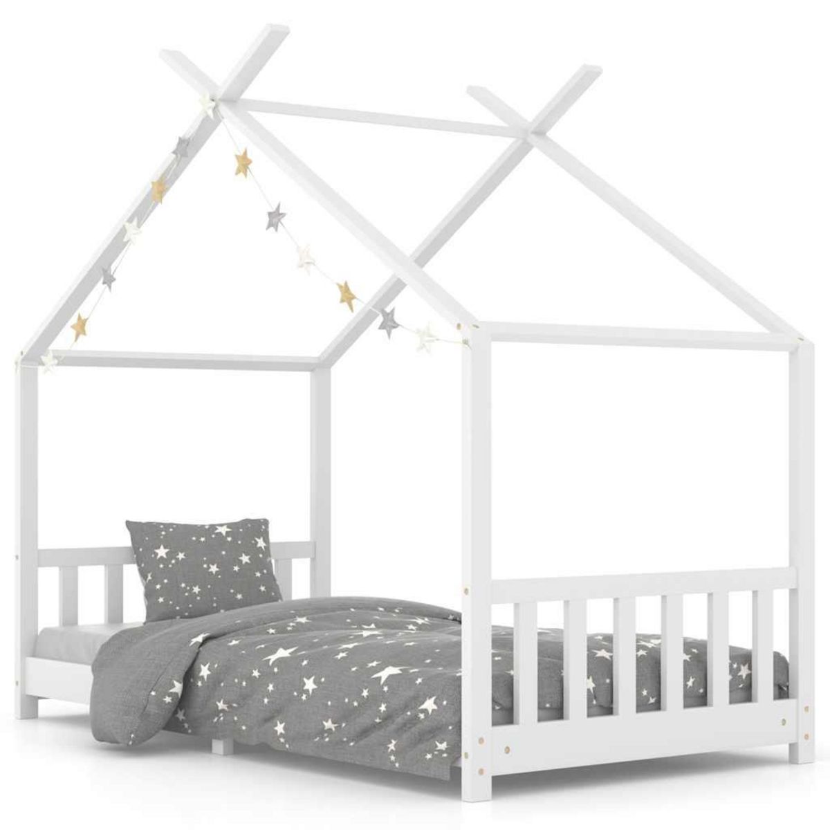 VIDAXL Cadre de lit d'enfant Blanc Bois de pin massif 90 x 200 cm