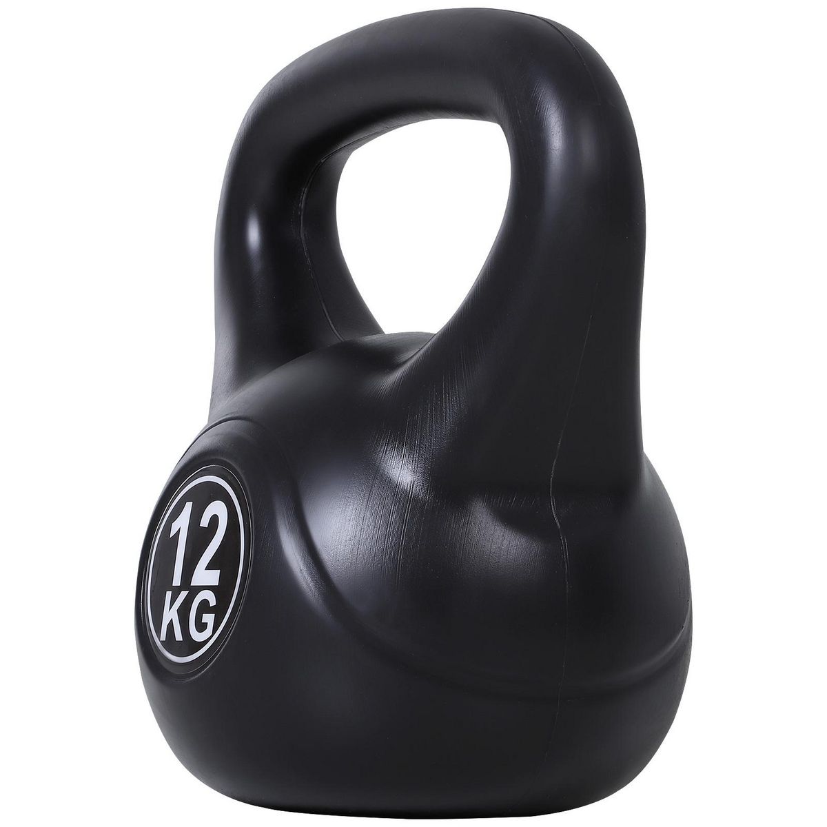 HOMCOM Kettlebell 12 Kg - haltère boule - poignée ergonomique - PVC noir