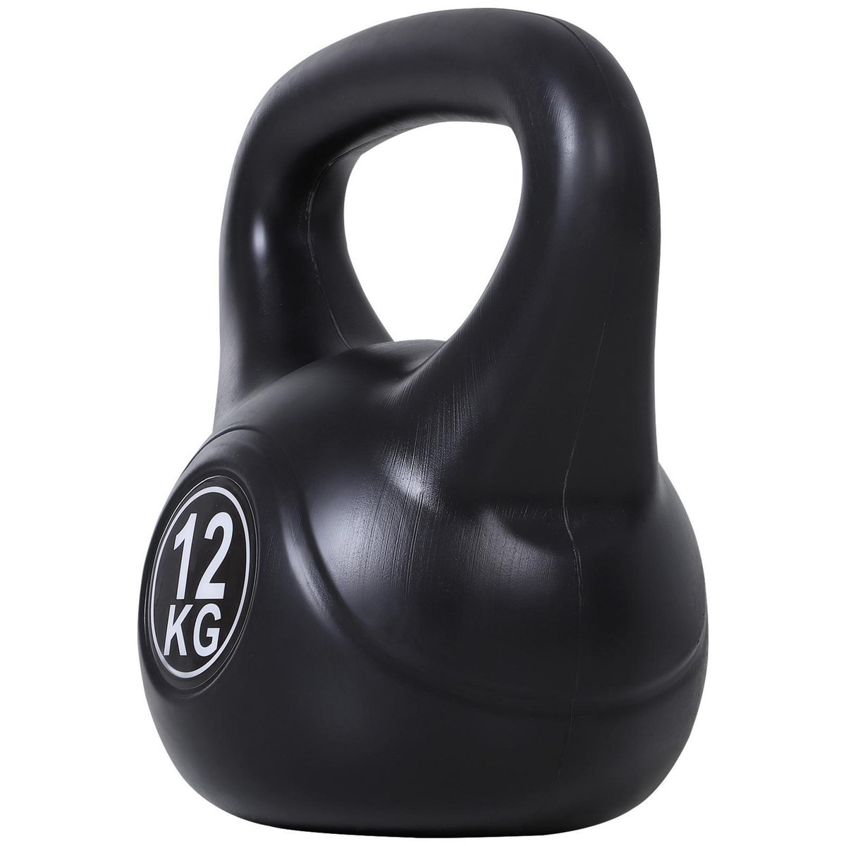 HOMCOM Kettlebell 12 Kg - haltère boule - poignée ergonomique - PVC noir