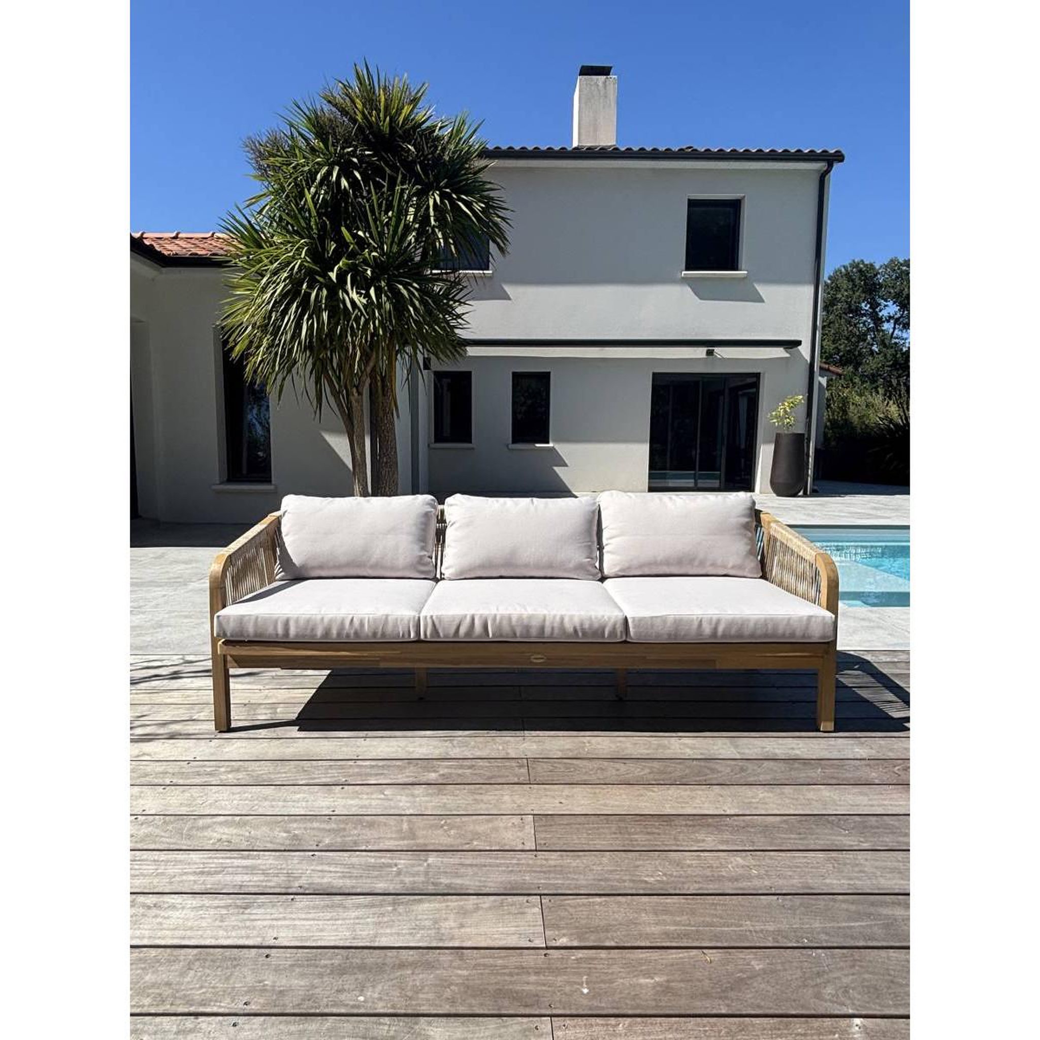 Voir la diapositive 4 : DCB GARDEN Salon de Jardin 7 Places  Serena  203cm Naturel