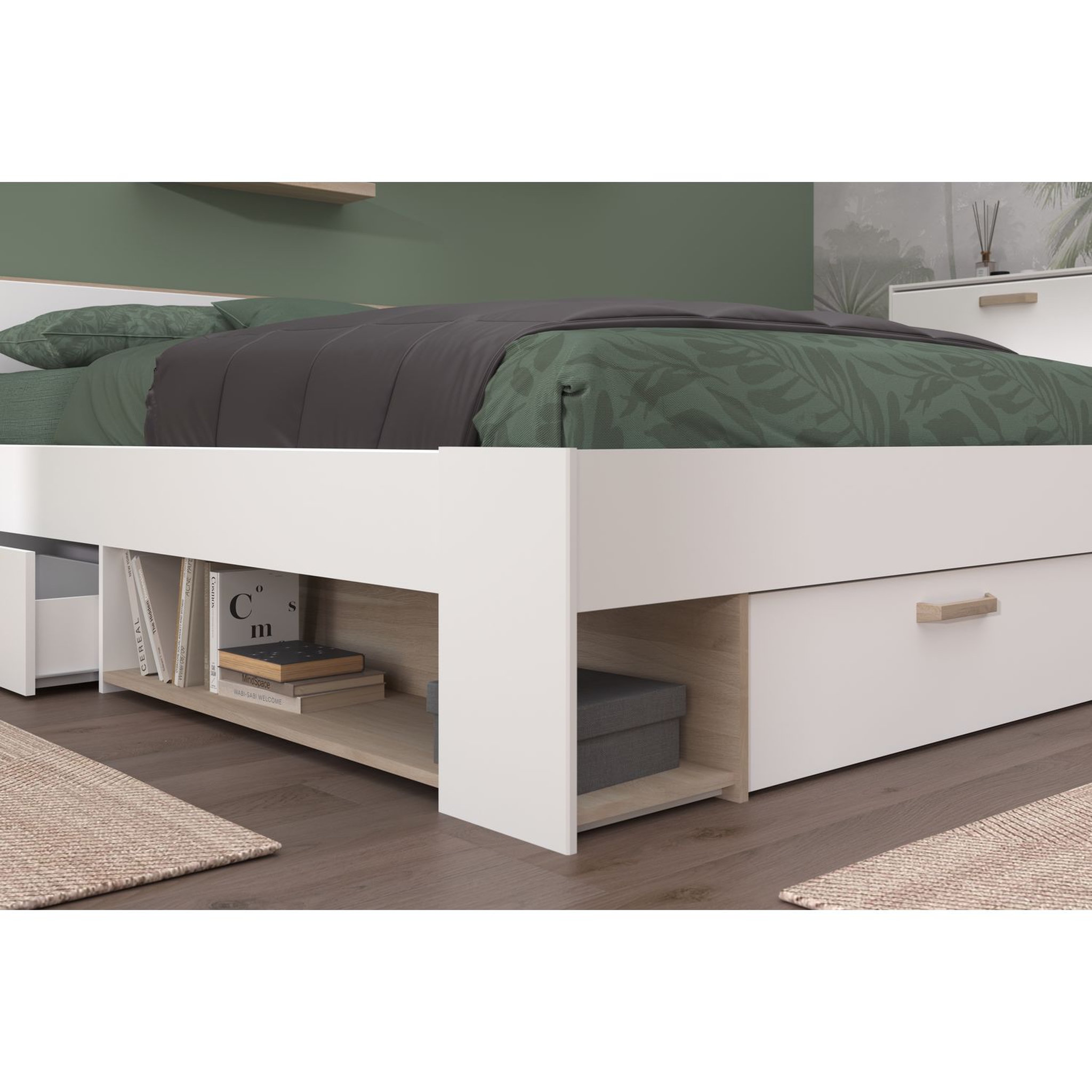 Voir la diapositive 6 : Lit double avec rangements 140X190/200 cm SANDRINE