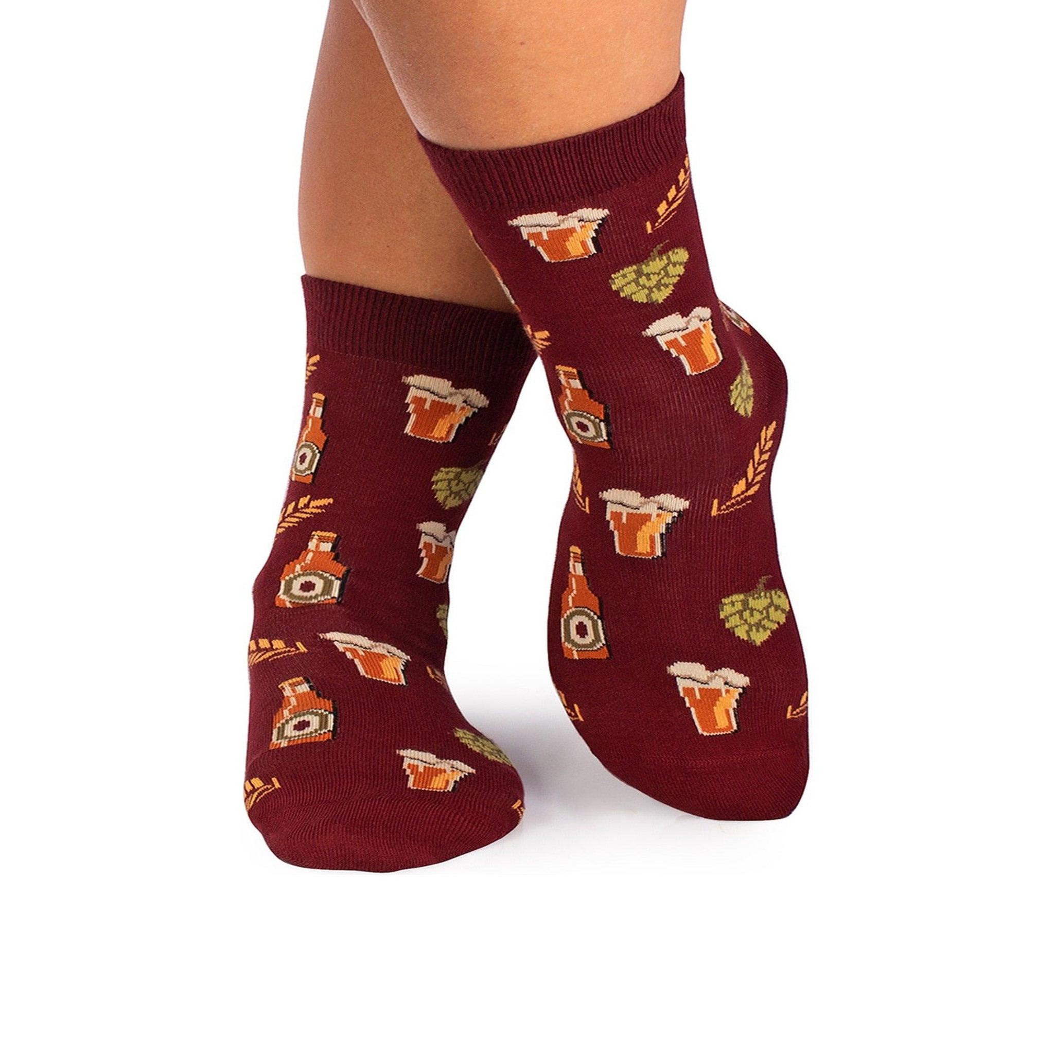 PIRIN HILL Chaussettes Coton Bio Bière - Bordeaux. Coloris disponibles : Rouge