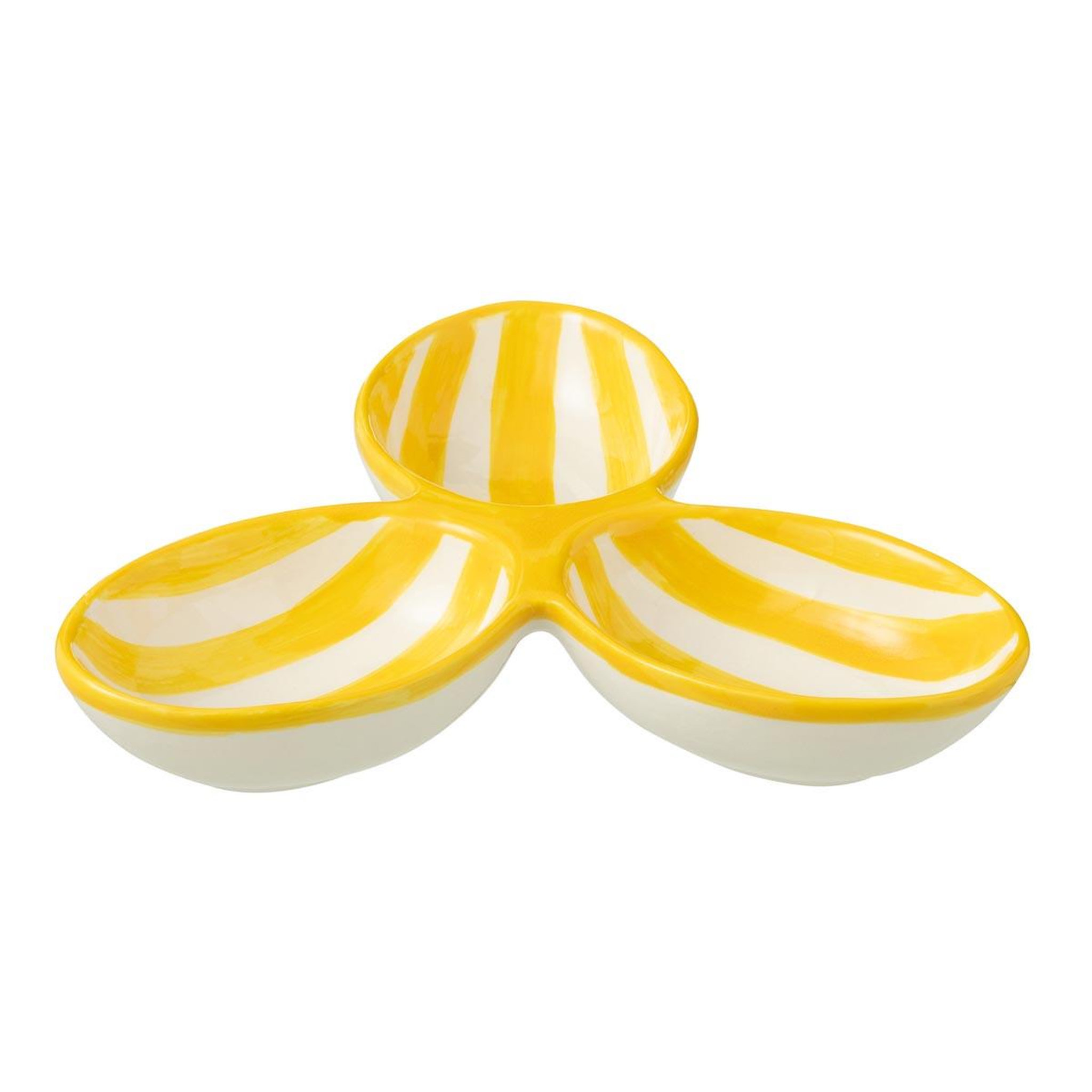 J-LINE Service apéritif en céramique  granada rayure  24cm jaune