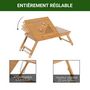 Voir la diapositive 6 : HOMCOM Table de lit pour ordinateur pliable réglable tiroir évents cale porte-gobelet bambou verni