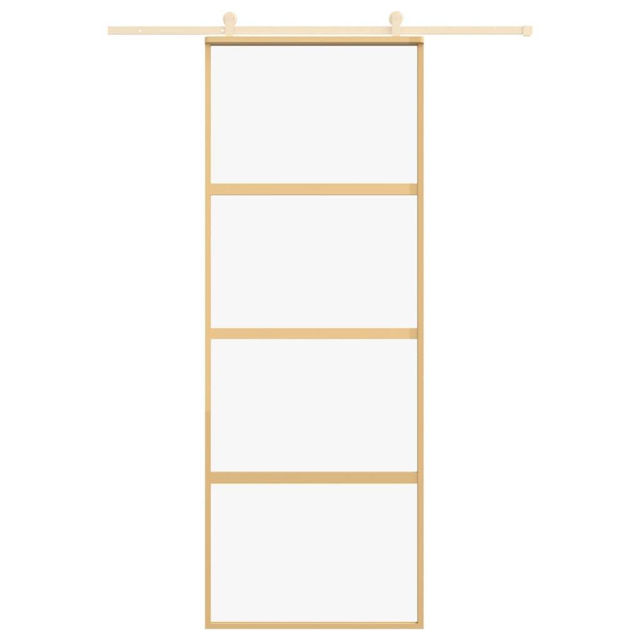 Voir la diapositive 3 : VIDAXL Porte coulissante dore 76x205 cm verre ESG clair et aluminium