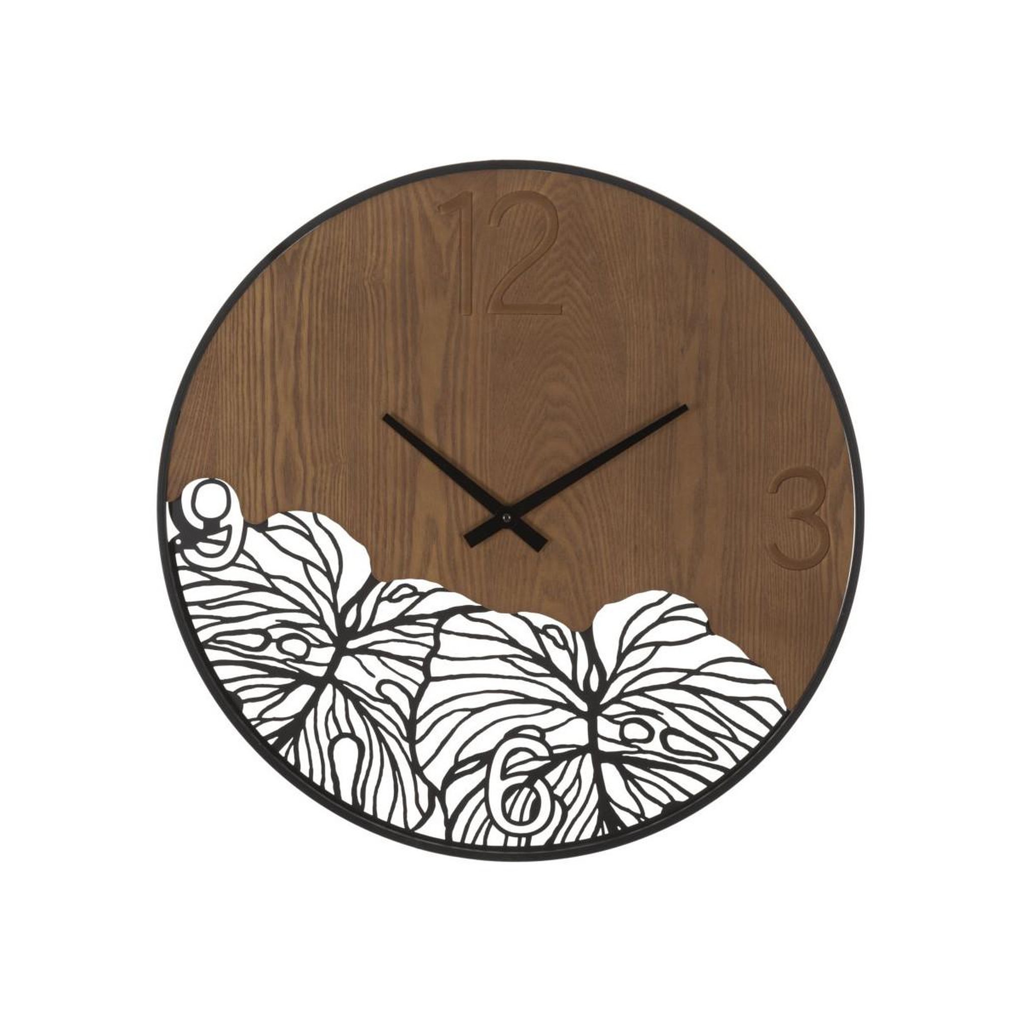 Paris Prix Horloge murale design  leaf  60cm marron & noir