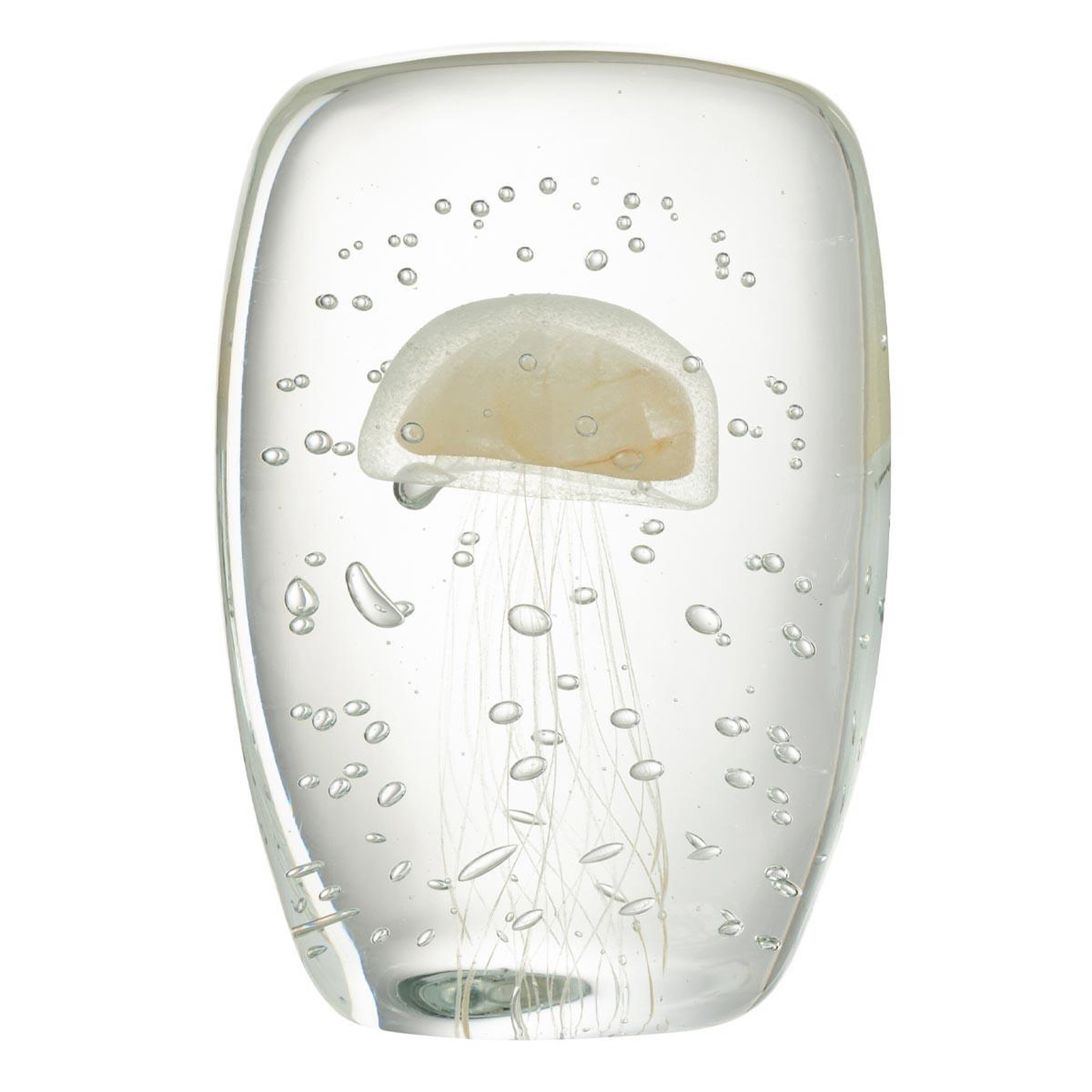 J-LINE Presse-papier en verre méduse  calypso  15cm beige