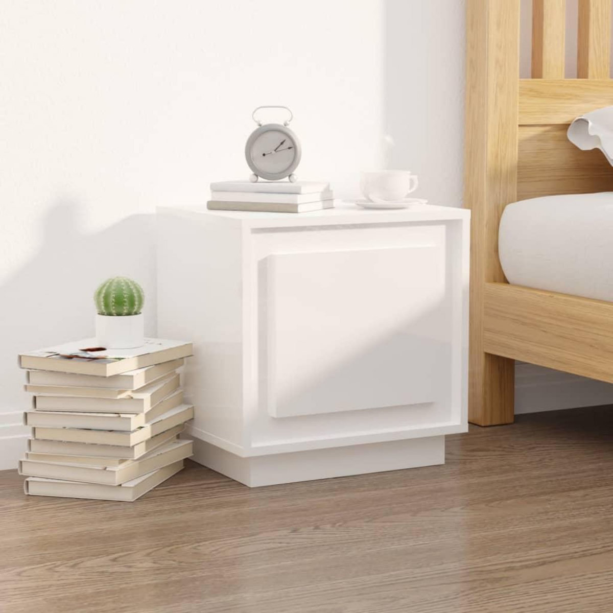 VIDAXL Table de chevet blanc brillant 44x35x45 cm bois d'ingenierie