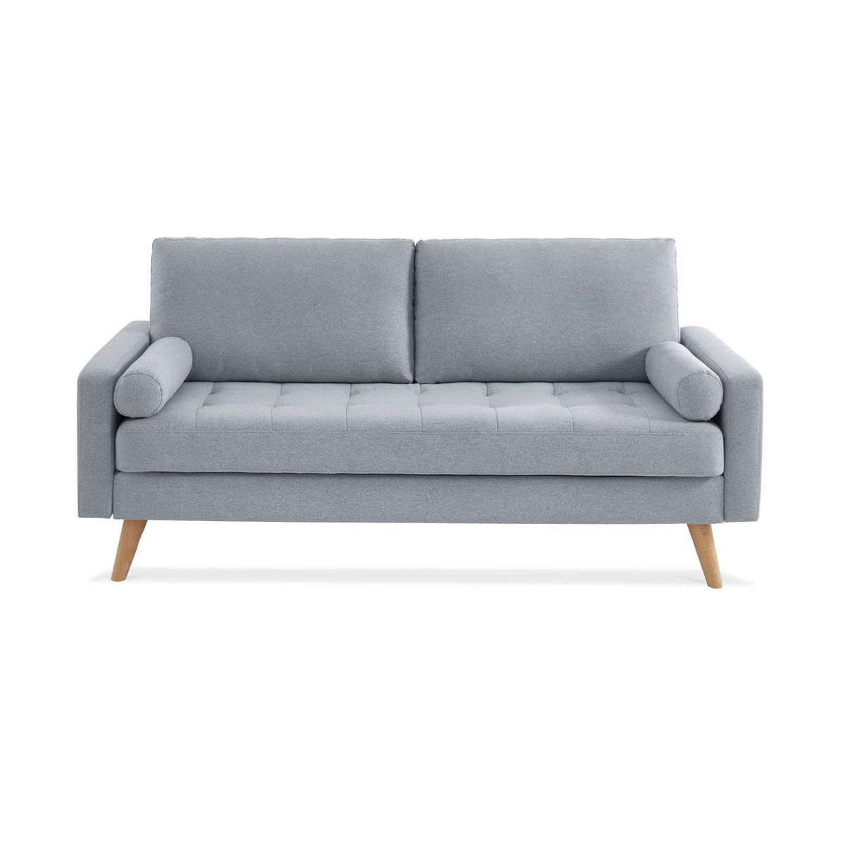 SWEEEK Canapé en tissu gris clair. 3 places scandinave fixe. droit. pieds bois