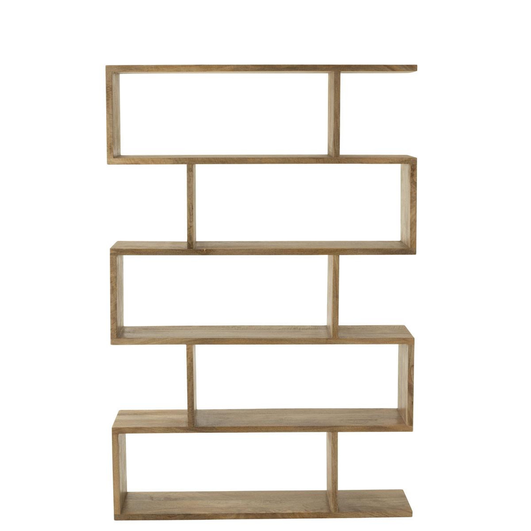 Voir la diapositive 2 : J-LINE Bibliothèque en bois  lattes verticales  180cm naturel