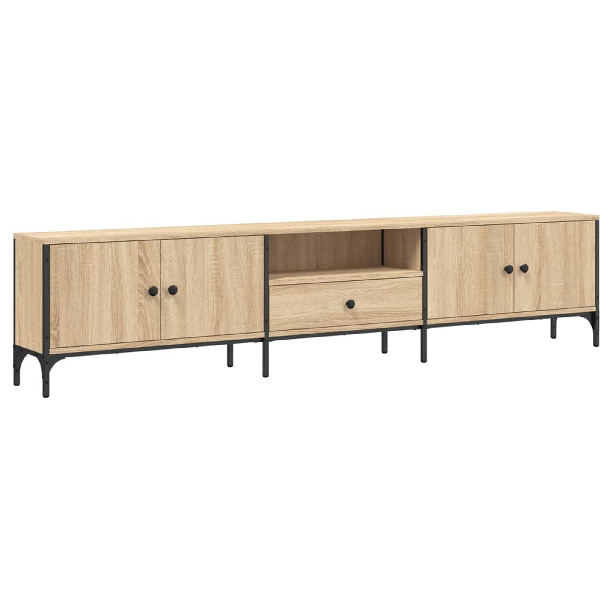 Voir la diapositive 2 : VIDAXL Meuble TV a tiroir chene sonoma 200x25x44 cm bois d'ingenierie