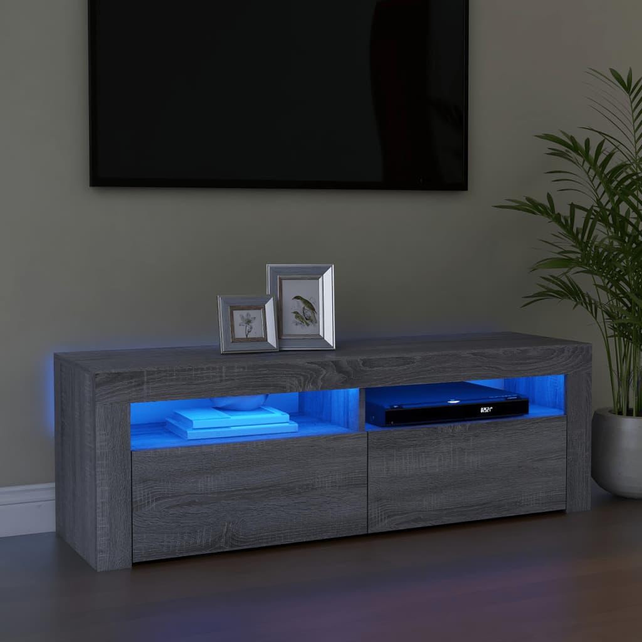 VIDAXL Meuble TV avec lumieres LED sonoma gris 120x35x40 cm