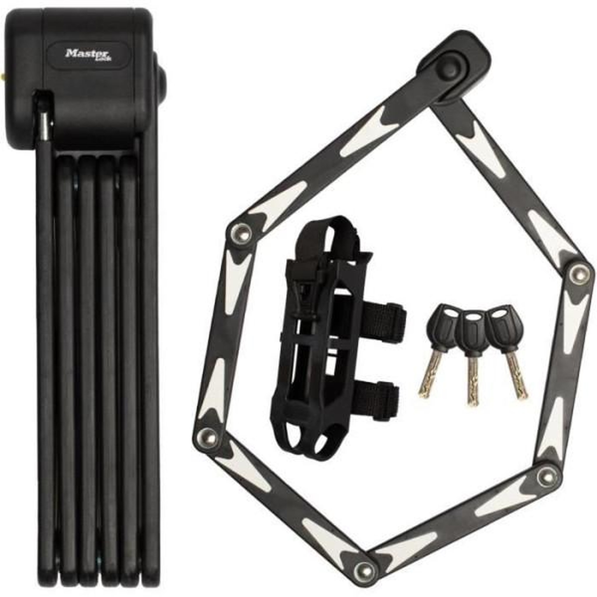 Master lock Antivol Vélo Pliable - MASTER LOCK - 8333EURDPRO - Acier Trempé, 3 Clés, Certifié, Support Inclus