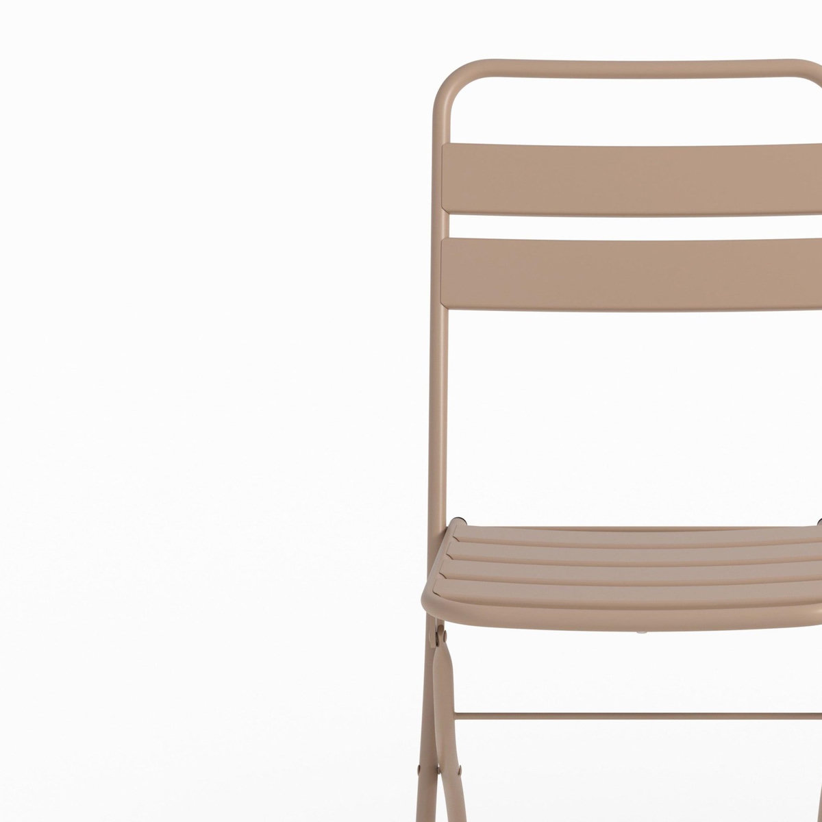 Rendez vous déco Table et chaises de jardin pliantes 2 personnes en métal taupe-Yumi