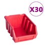 Voir la diapositive 3 : VIDAXL Kit de bacs de stockage et panneaux muraux 136pcs rouge et noir