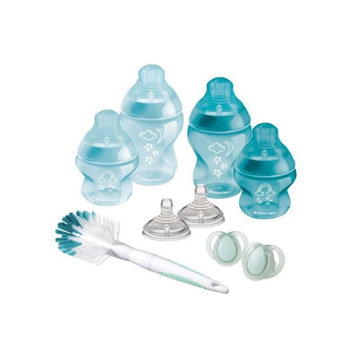 TOMMEE TIPPEE Tommee Tippee - Kit Naissance Biberons Anti-Colique Avance - Tetine valve Anti-Colique debit lent - 150 et 260 ml - Bleu vert
