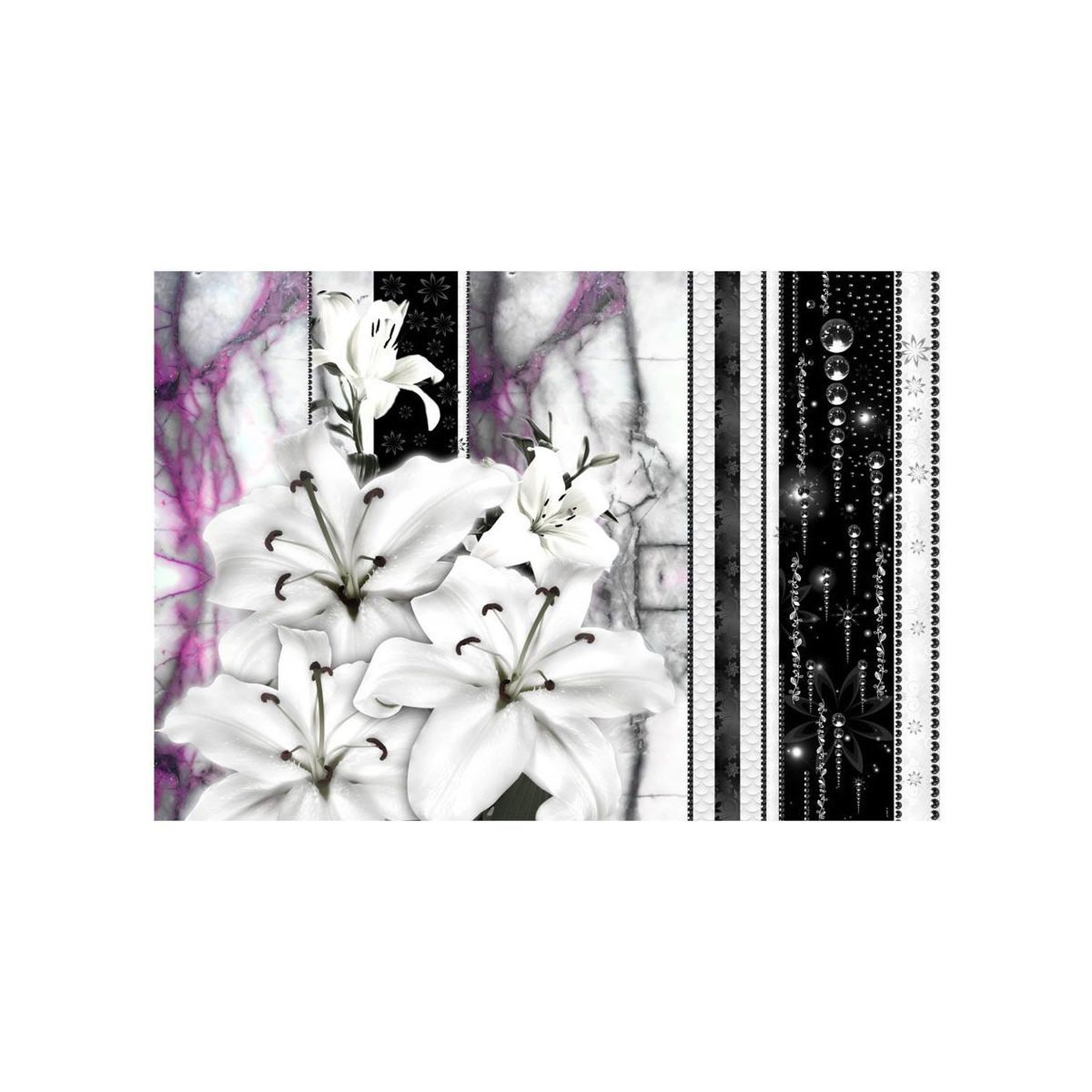 Voir la diapositive 2 : Paris Prix Papier Peint  Crying Lilies on Purple Marble