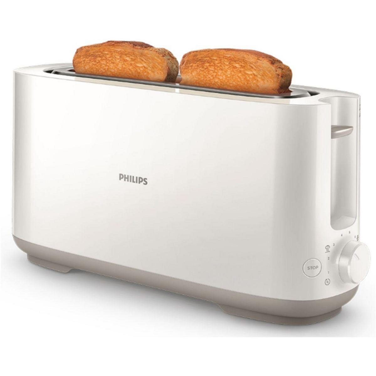 Philips Grille-pain HD2590/00 Toaster blanc Daily, 1 fente longue, 830W