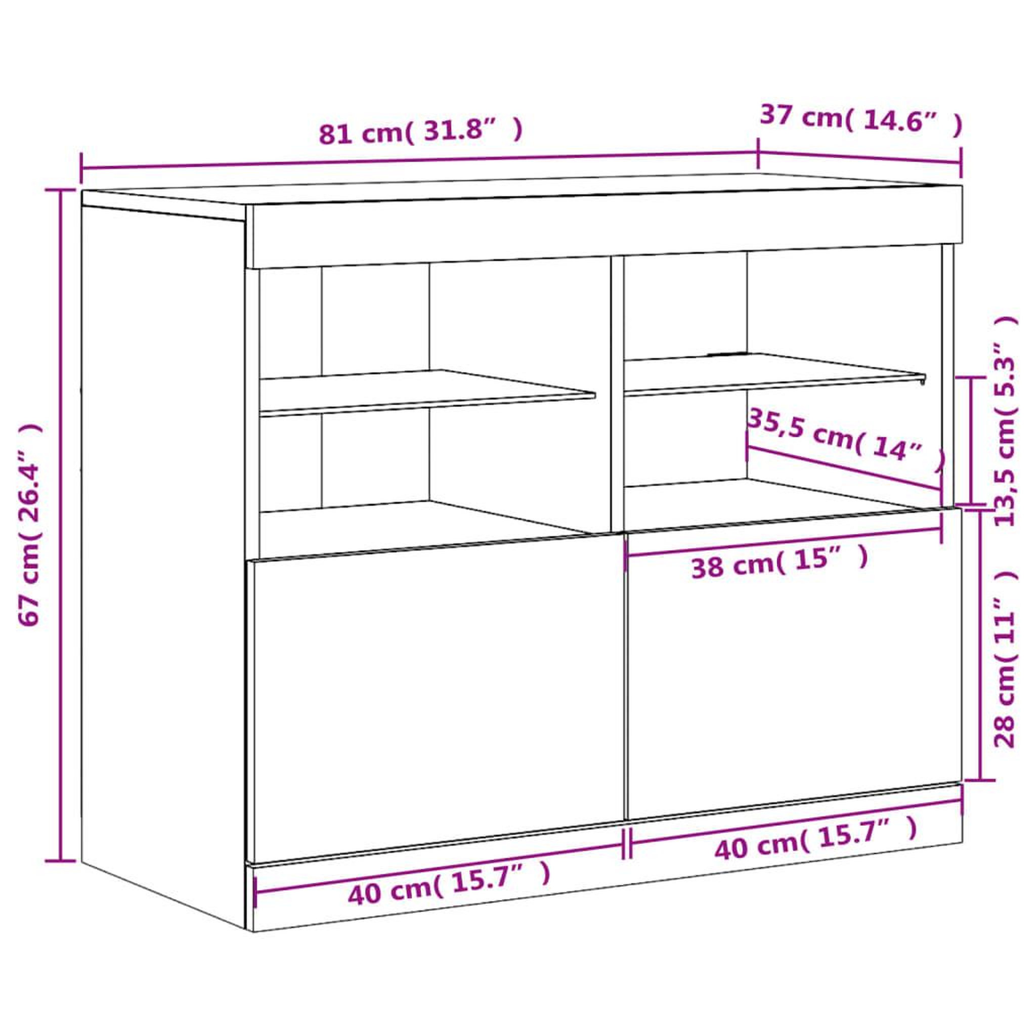 Voir la diapositive 6 : VIDAXL Buffet avec lumieres LED blanc 81x37x67 cm