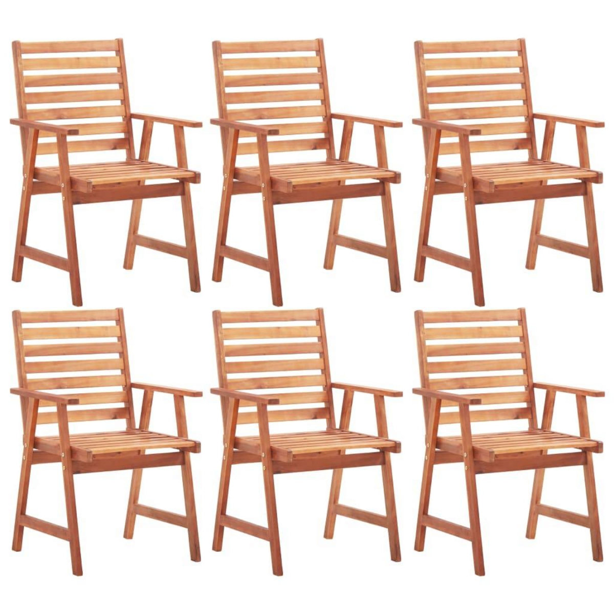 VIDAXL Chaises a manger d'exterieur lot de 6 Acacia massif