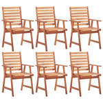 VIDAXL Chaises a manger d'exterieur lot de 6 Acacia massif