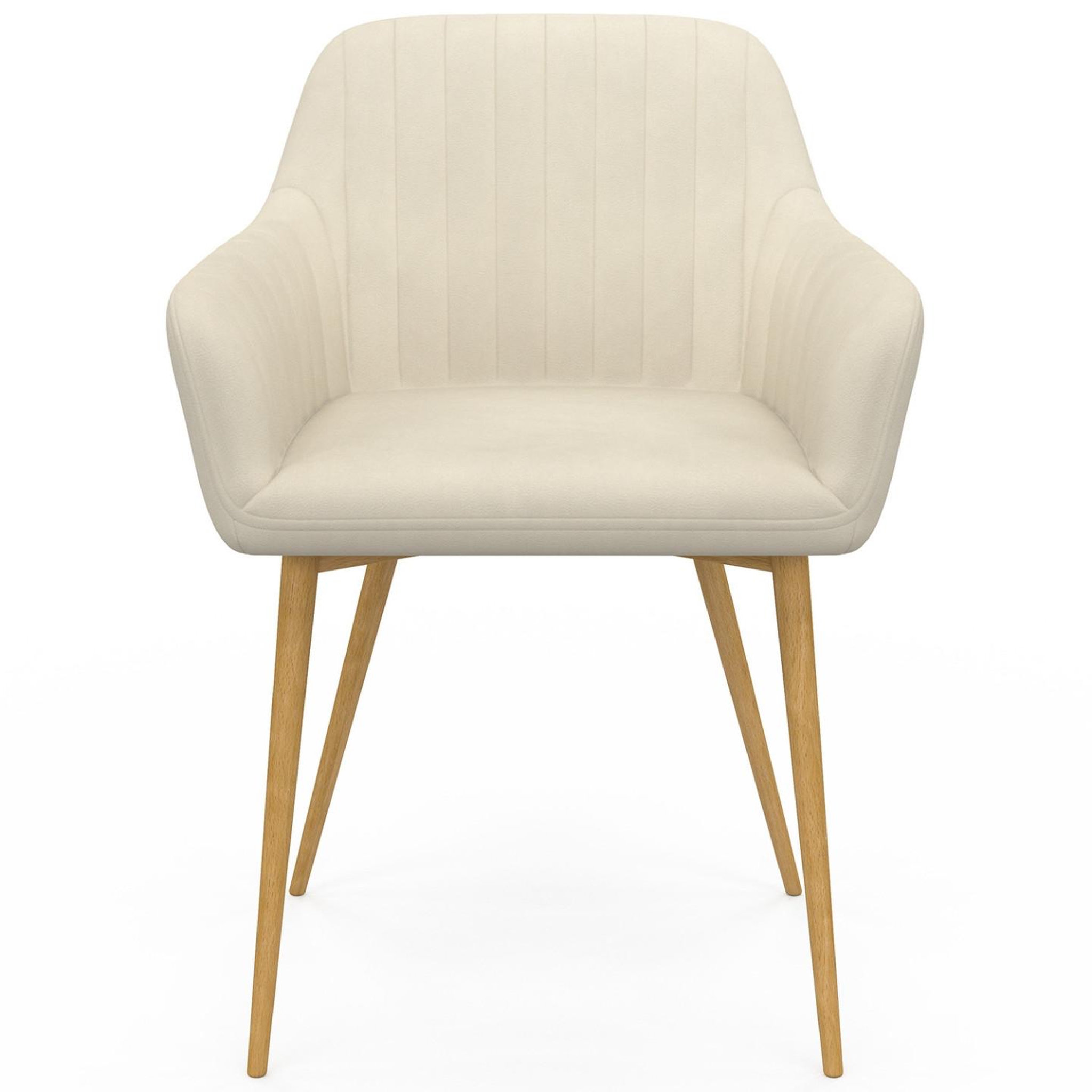 Voir la diapositive 3 : ID MARKET Lot de 2 chaises de salle à manger, fauteuils de table jany matelassées velours beige pieds effet bois